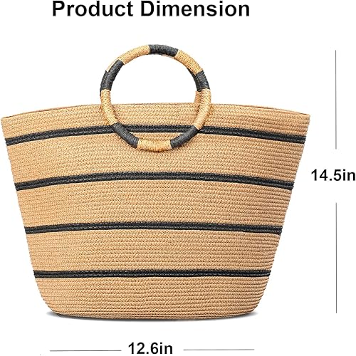 Miniatura 6 de Beach Bags for Women Straw Tote Bag Summer Beach Bag Large Woven Straw Tote for Vacation Holiday