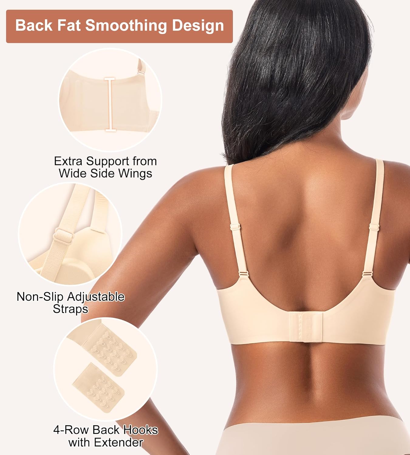 Bras for Women No Underwire - Womens Bralettes Wireless Seamless Padded Bra Comfortable Tshirt Bras - Image 3