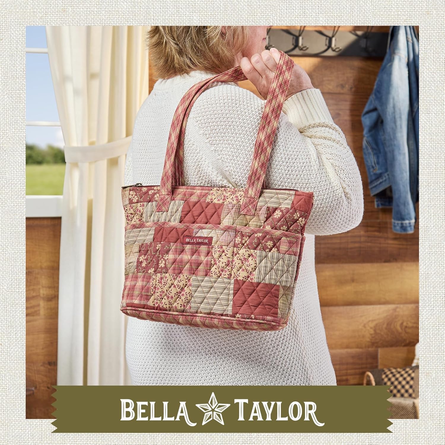 Bella Taylor Small Tote, Quilted Purse for Women, Lightweight Fabric Handbag, 10 Pockets, Zip Top - Image 2