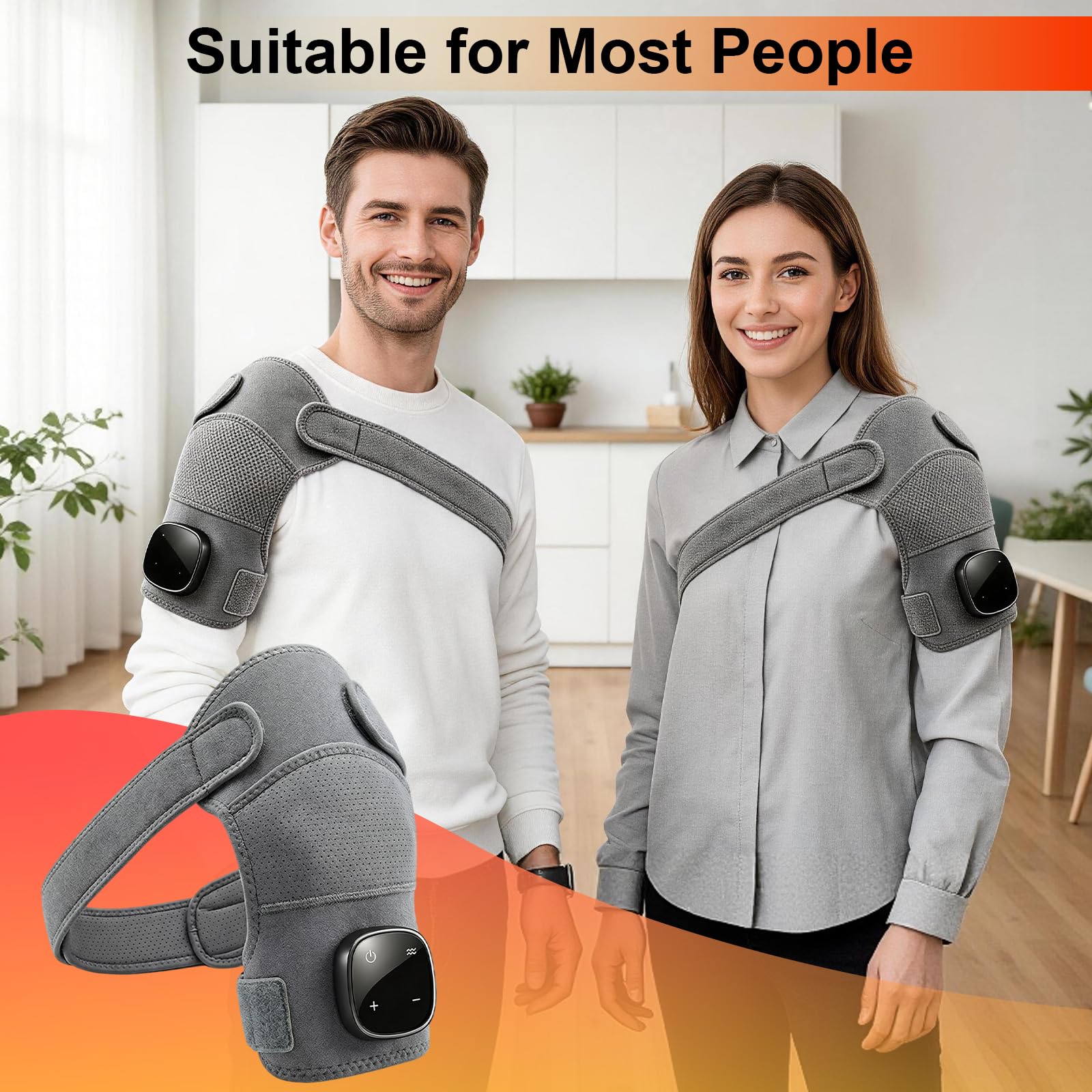 Schultermassagegerät,Nacken Schulter Massagegerät Gerät mit Vibration und Wärme,Kabellose Schultermassageauflage mit LCD Touchpanel für Zuhause und Büro,Beheizte Schulterbandage für Damen und Herren