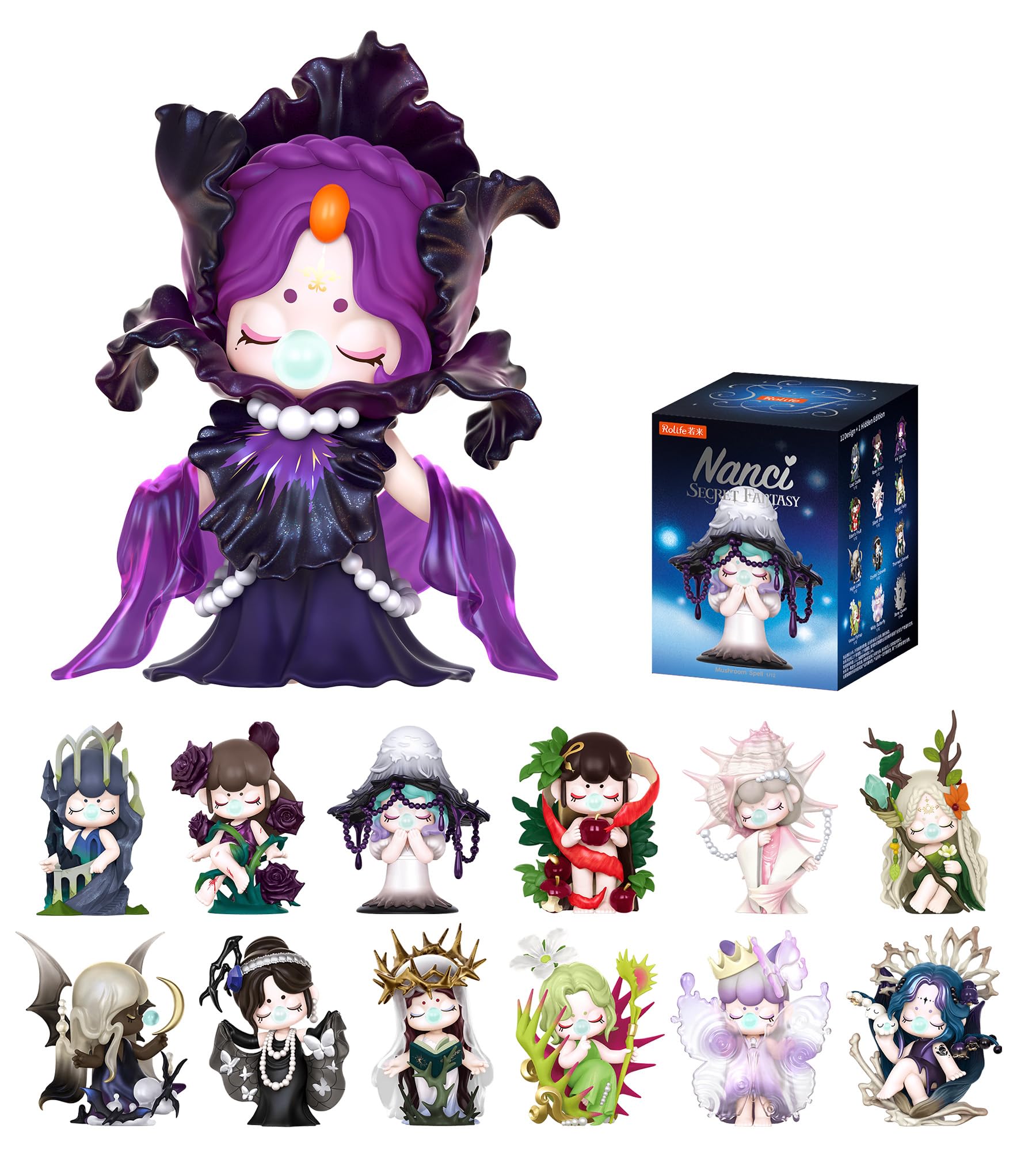 Rolife Nanci Secret Fantasy Blind Box Figure, 1 Box Mystery Collectible Art Toy for Women, Random Anime Character Figurine for Display, Fantasy Designer Collection Gift