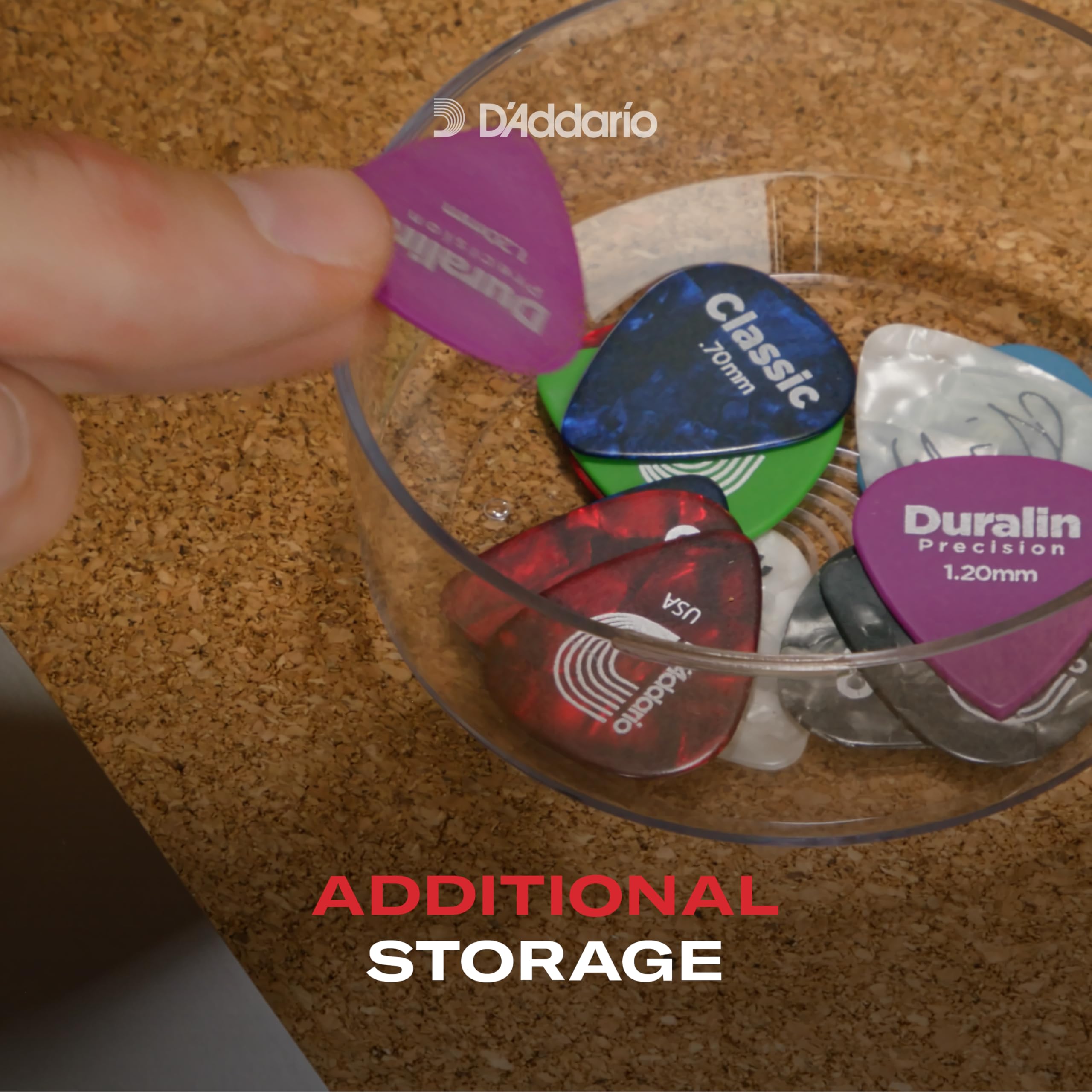 D'Addario Porta plettri 360, custodia per fino a 12 plettri, coperchio trasparente, regalo per musicisti
