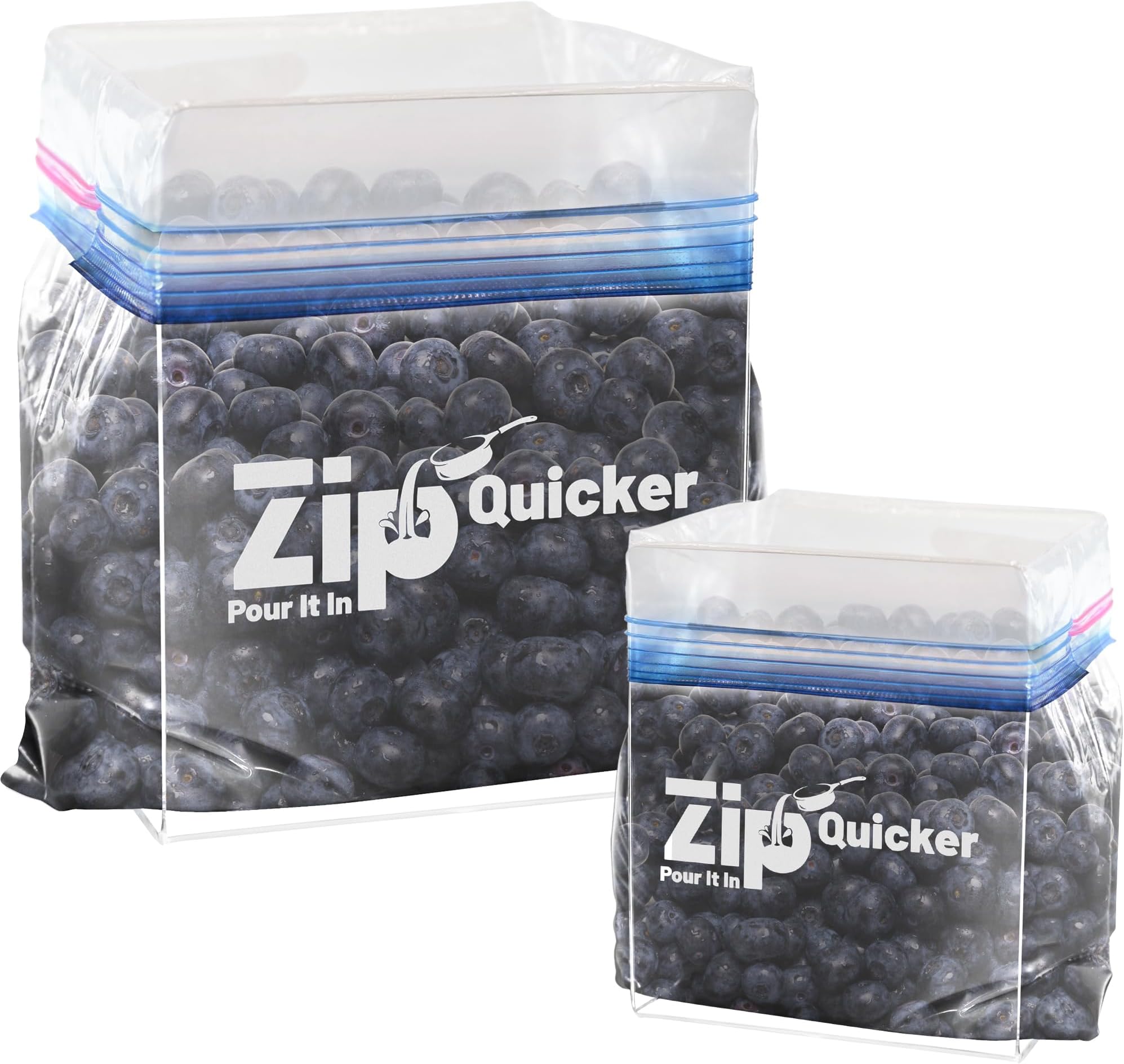 Ziplock Bag Holder/Food Storage Bag Stand/Baggy Rack Holder/Hands-Free to Pour Leftovers/Filling Zip Lock Freezer Bag Stand/Bag Prep/Comes with both Gallon & Quart Sizes