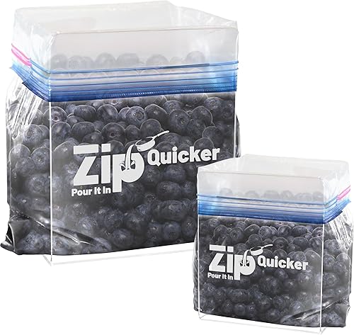 Zip Quicker - Soporte para bolsas con cierre zipper para almacenamiento de alimentos soporte para estante holgado manos libres para verter sobras