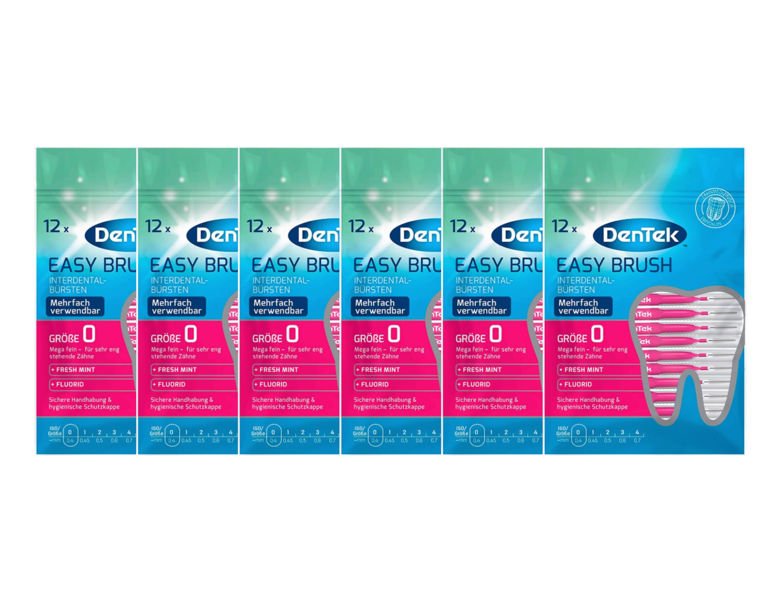 6 cepillos Dentek Easy Brush Iso: 0 varillas interdentales