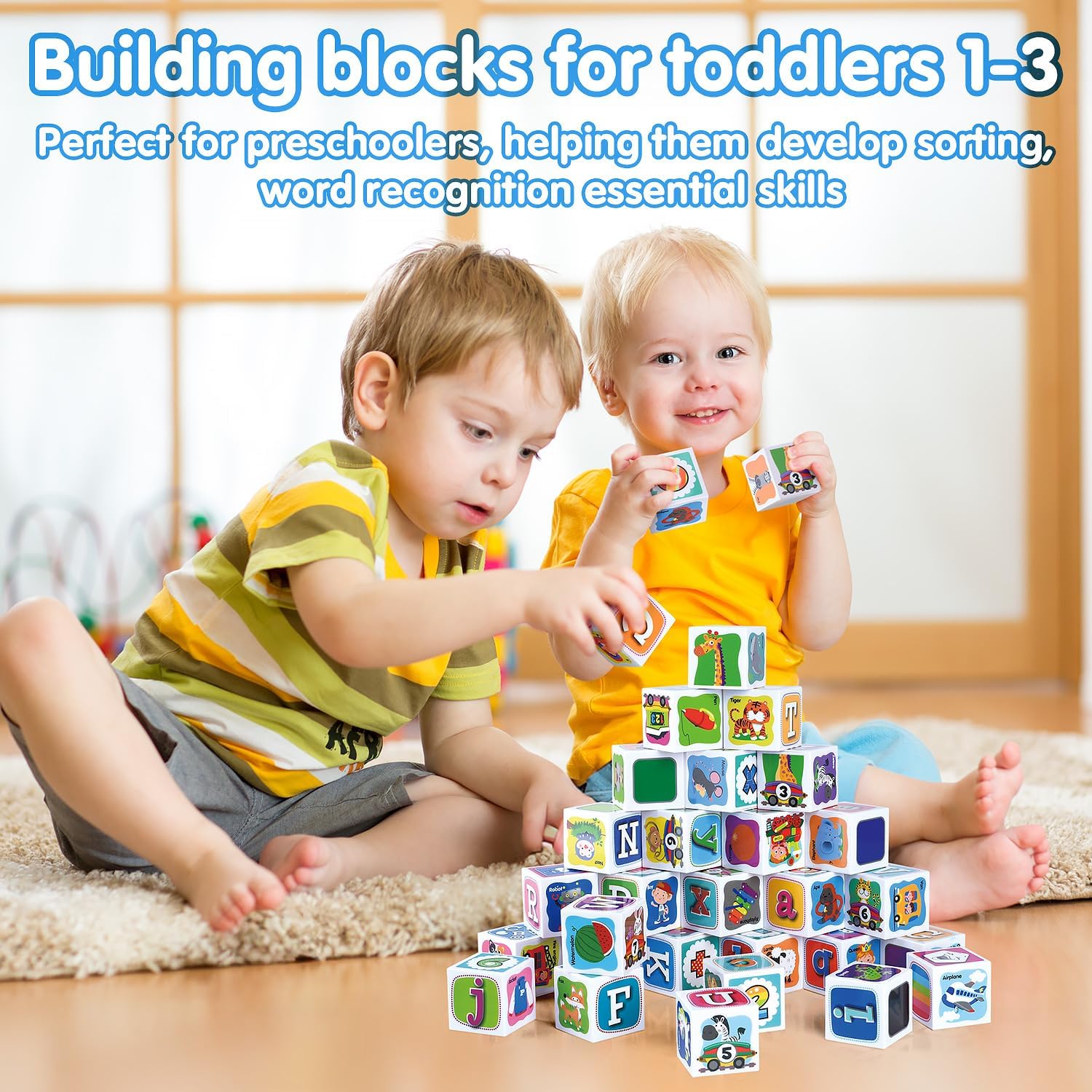 Amazon.com: PLAY ABC Building Blocks for Toddlers 1-3, 28 PCS 