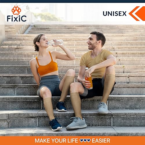 Miniatura 6 de FixiC Calcetines de compresión para hombres y mujeres, 3 pares, L-XL (8-15), 15-20 mmHg, medias de compresión para mujeres y hombres, calcetines de