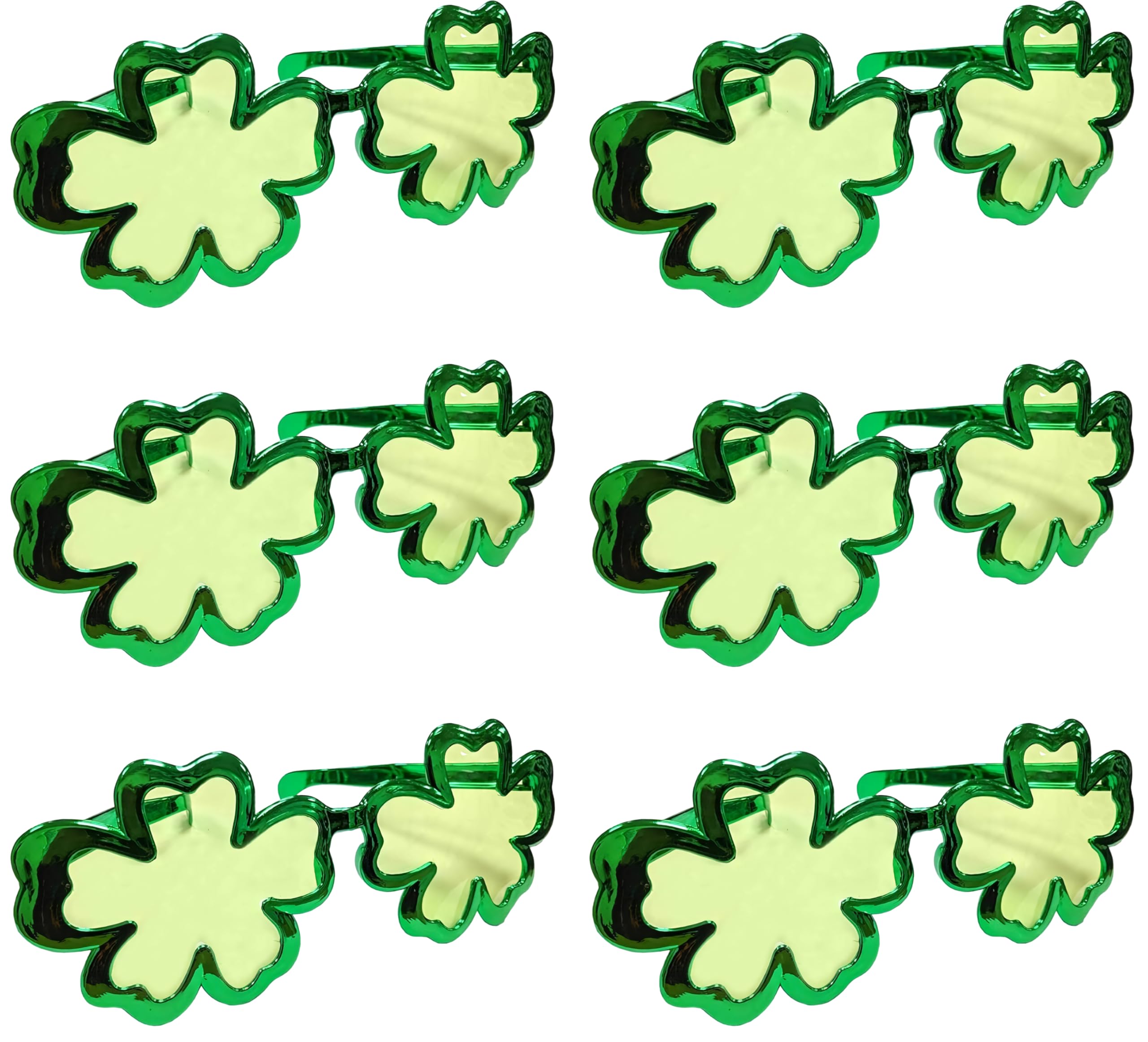 Quickdraw 6 x Giant Irish Shamrock Clover Sunglasses – Adults St Patricks Day Accessories for Men & Women – Green Fancy Dress Party Glasses – Novelty St Paddy’s Day Costume Props Multipack