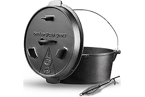SHYIS Camping Dutch Oven, Durable Pre-Seasoned 9 Quart Cast Iron Campfire Modern...