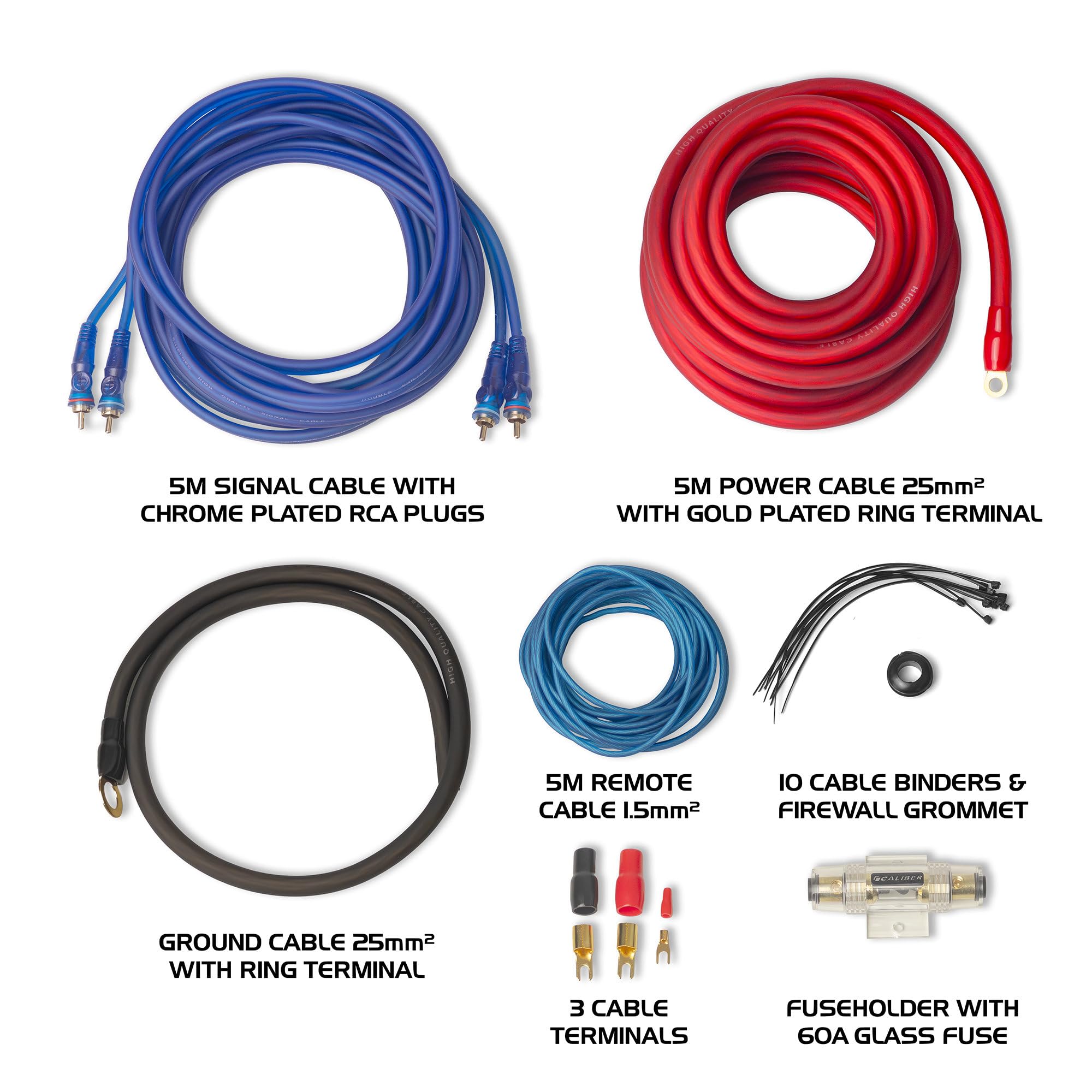 Caliber CPK25D cavo di alimentazione Multicolore 5 m - Cavi elettrici (5 m, Multicolore)