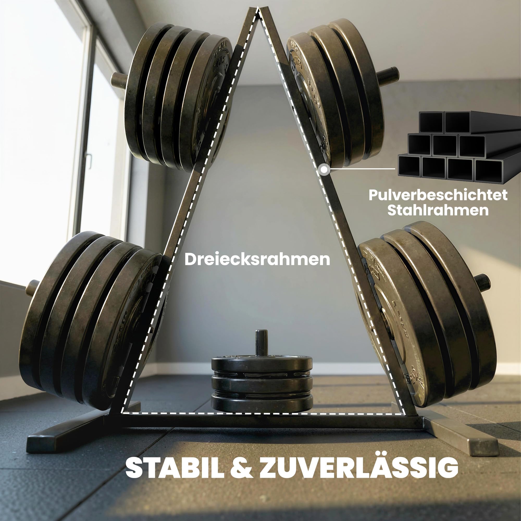 SPORTNOW Hantelscheibenständer mit 5 Stangen, Gewichtsständer mit 25 mm Scheibenaufnahme, bis 200 kg Belastbar, Stahl, Schwarz