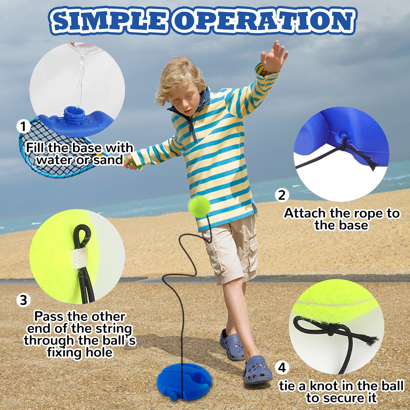 Set Allenatore Tennis con 2 Palline Elastiche con Corda, Tennis Trainer per Allenamento Tennis da Solo, Palline da Ritorno per Esercizi di Reazione e Colpo, Ideale per Adulti Bambini Principianti