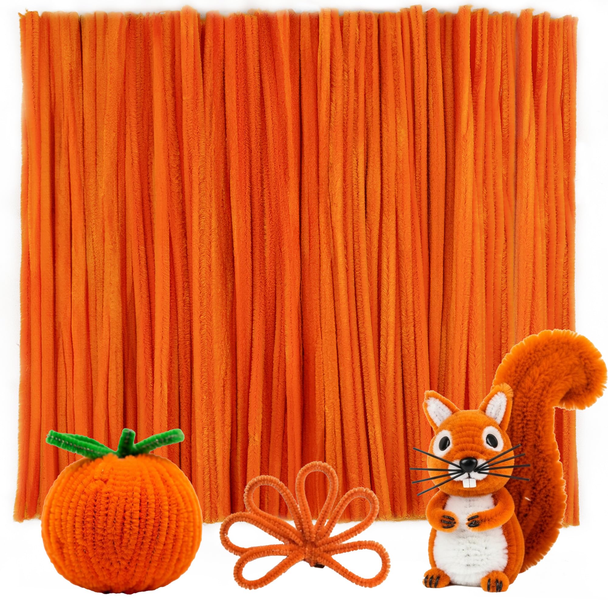 Caydo 200 Pieces Orange Pipe Cleaners for Flowers Making