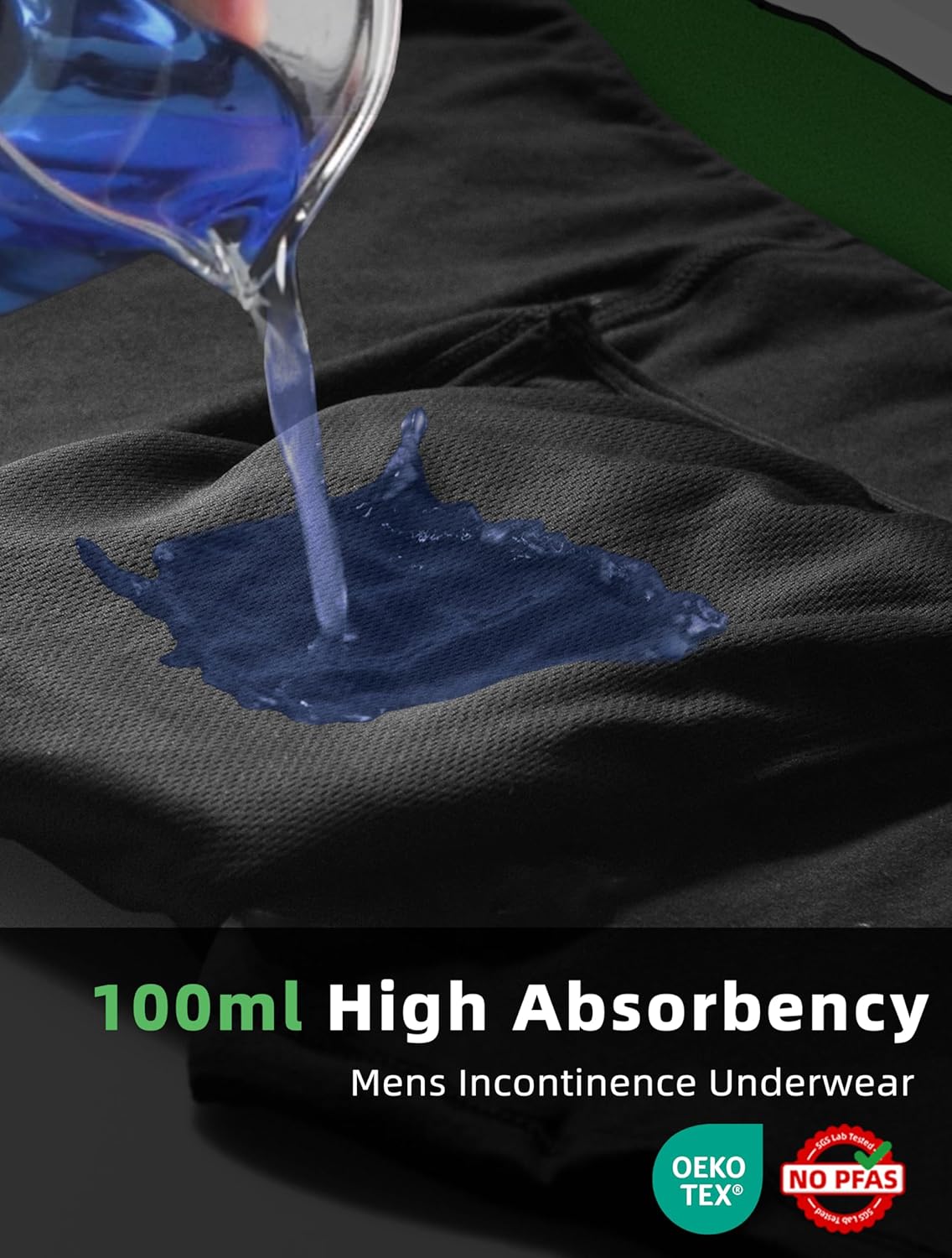 TIICHOO Washable Incontinence Underwear for Men Regular Absorbency Incontinence Boxer Briefs with Fly 5 Pack - Image 3