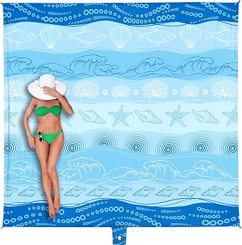 WEKAPO Beach Blanket Waterproof Sandproof Oversized Extra Large Sand Free | Beach Mat with Stakes, Storage Bag - Essentials for Outdoor Beach, Picnic Bohemian Starfish, 11 X 9 FT 110 Person