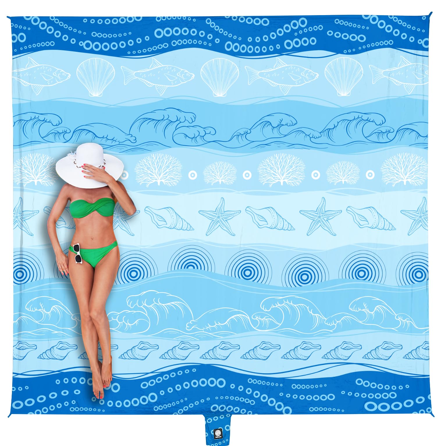 WEKAPO Beach Blanket Waterproof Sandproof Oversized Extra Large Sand Free Beach Mat with Stakes, Storage Bag - Essentials for Outdoor Beach, Picnic (Bohemian Starfish, 11 X 9 FT (1~10 Person))