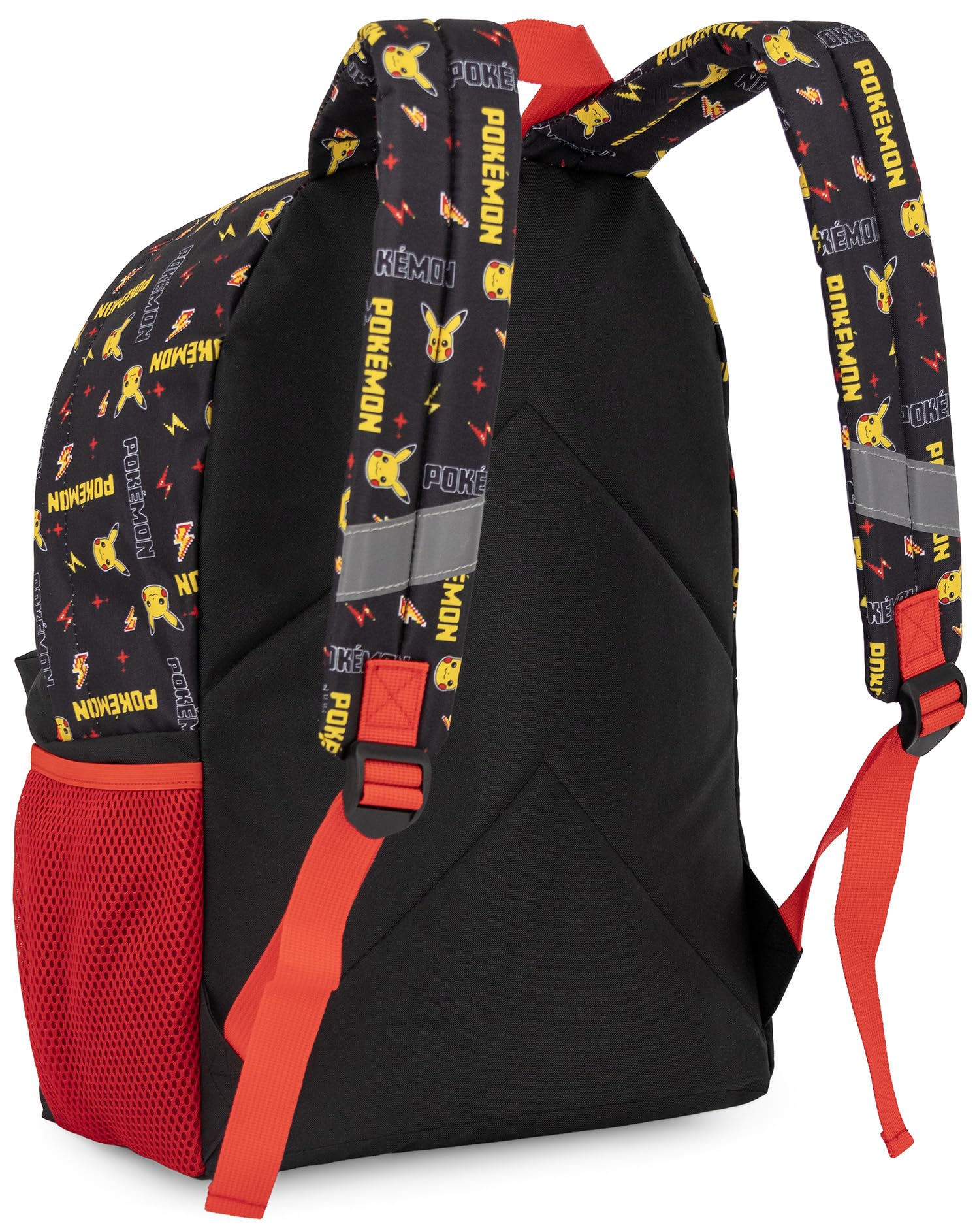 Ensemble Sac à dos + trousse scolaire pour fans de Pokémon 41 cm, Compartiment matelassé, poche gourde et bandes réfléchissantes