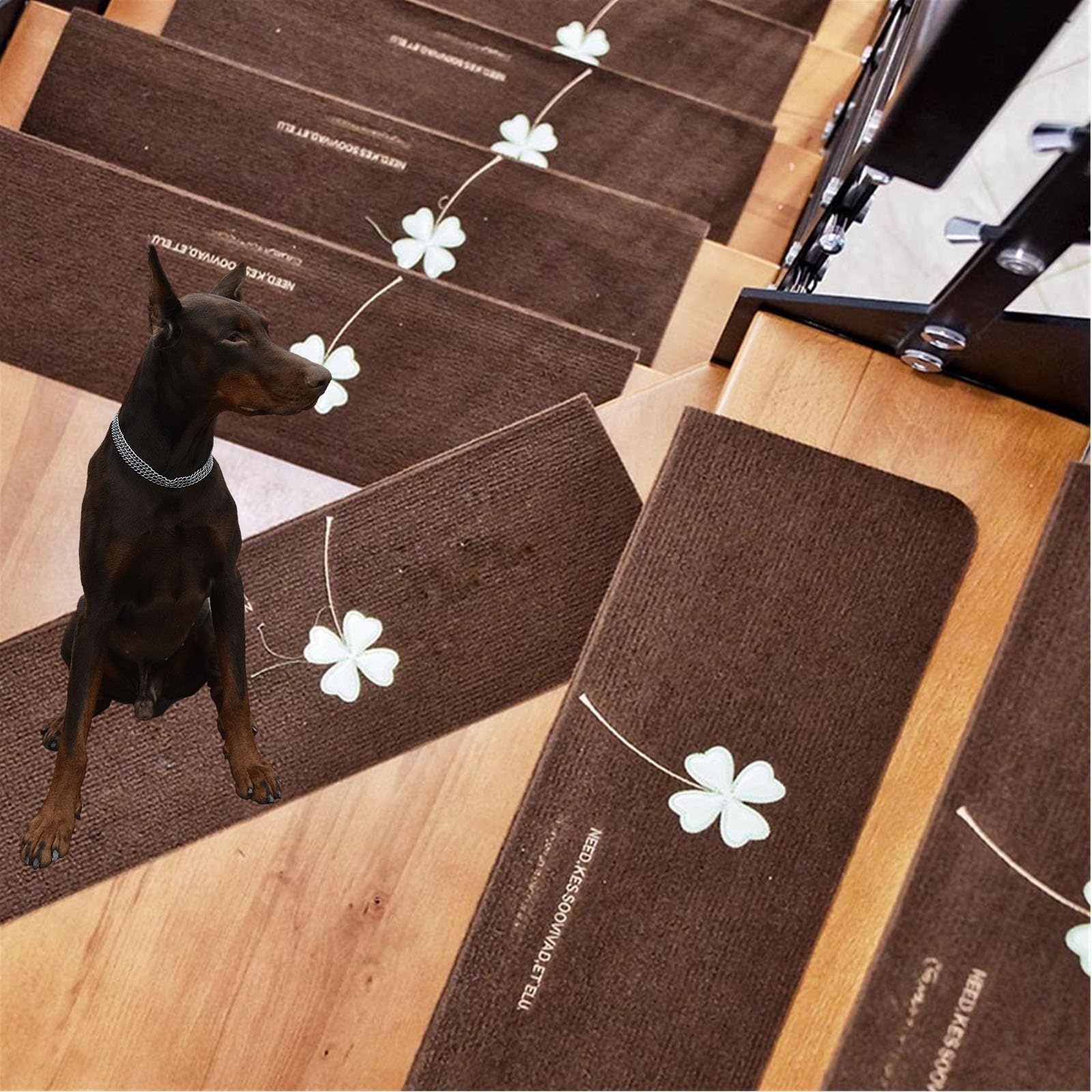 Tapis D'escalier Adhésif Antidérapant ENEN - 2 Pièces 55x22x4,5 Cm Vert - Pour Seniors, Enfants, Chiens - Facile à Nettoyer - 10