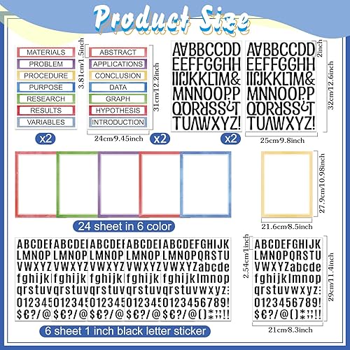 Miniatura 49 de PerKoop 36 hojas de tableros de póster de la feria de ciencias, 24 subtítulos de presentación autoadhesivos, 4 títulos de proyectos de feria