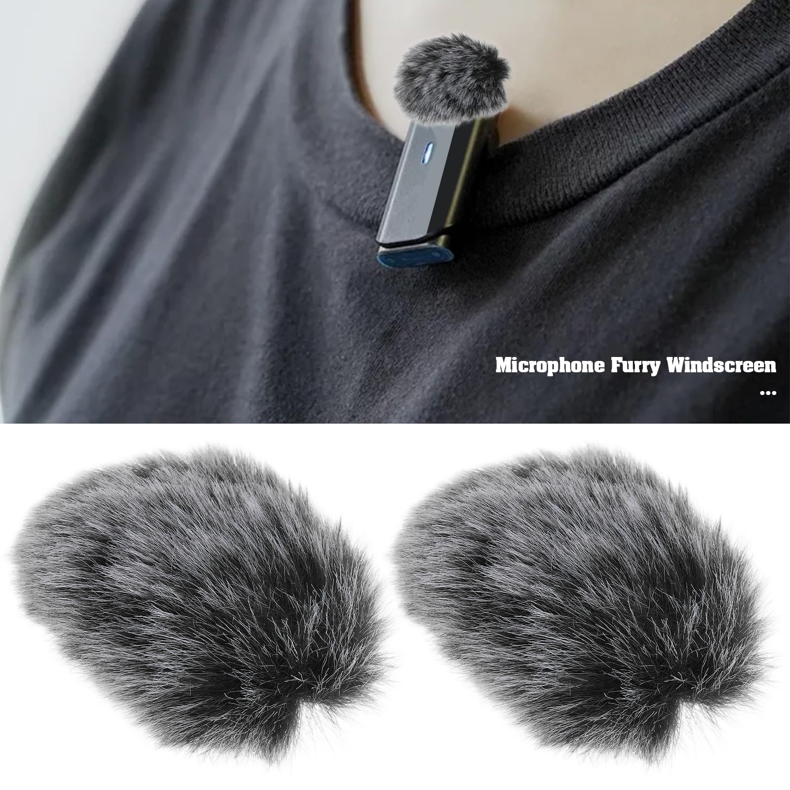 VGOL 2Pcs Microphone Furry Windscreen Compatible with Hollyland Lark M1 C1 Compatible with MOMA M1 Wireless Lavalier Microphone - Image 3