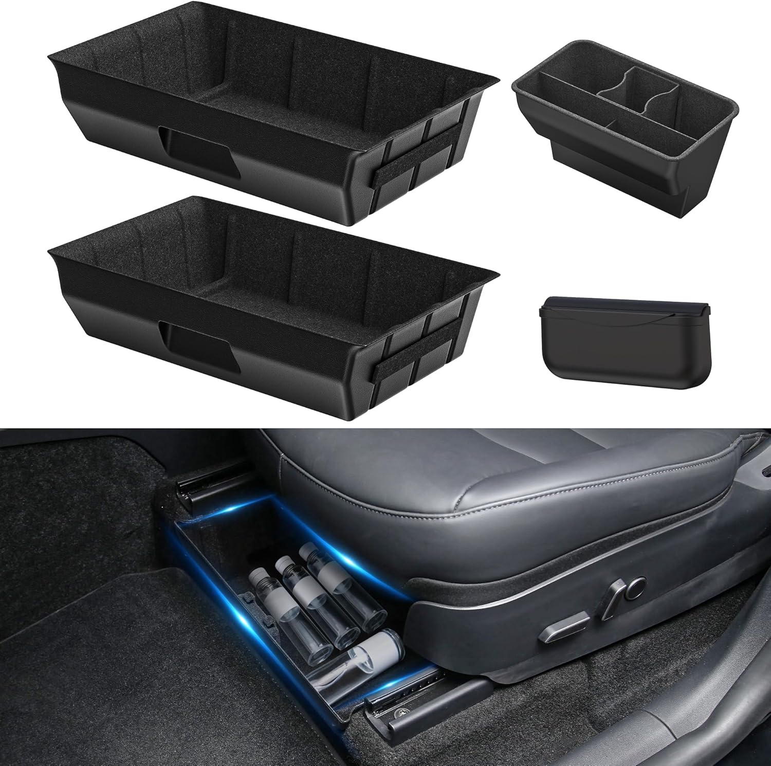 oEdRo 4PCS 20202023 Tesla Model Y Under Seat Storage Boxs