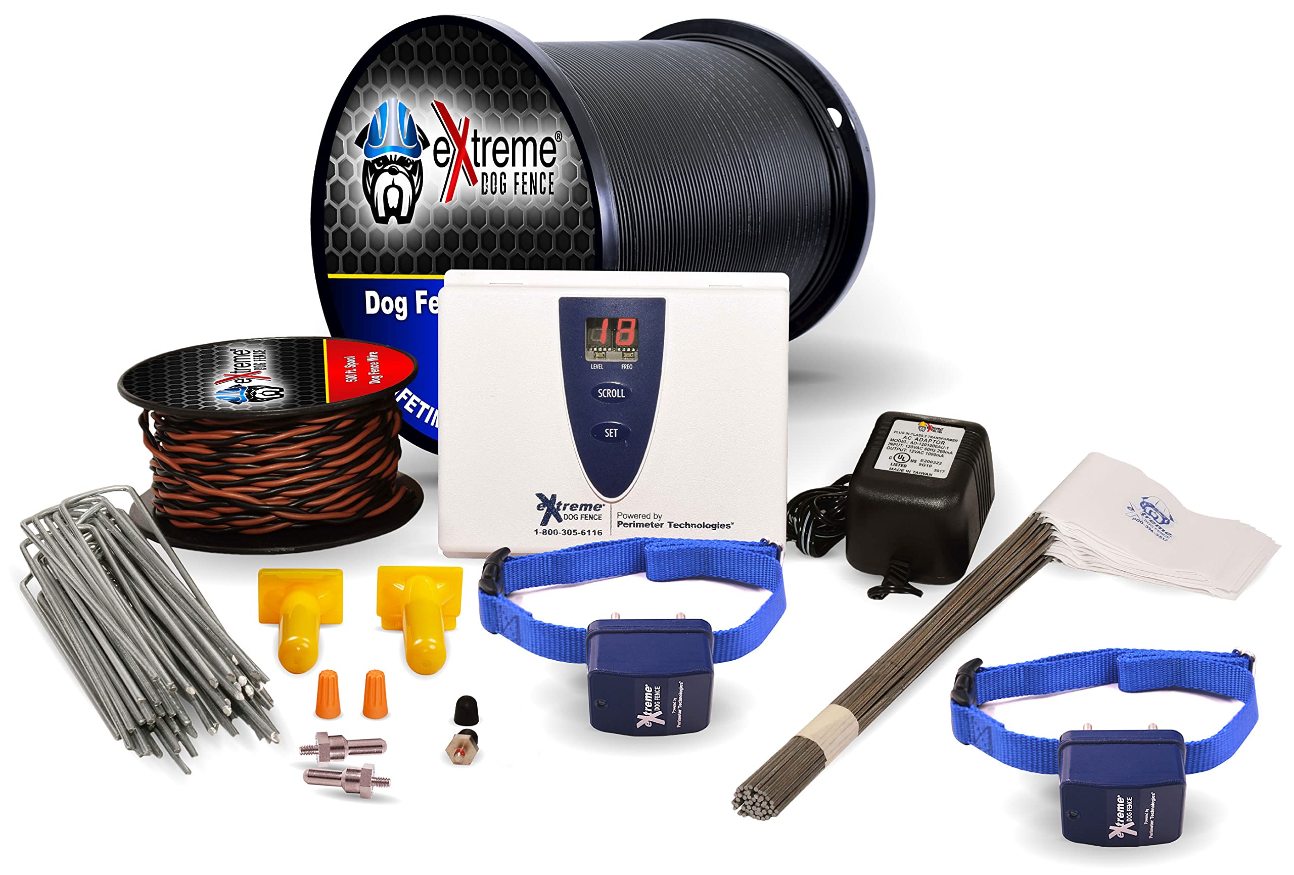 Extreme Dog FenceElectric Stubborn - 2- s 500' of Pro Grade Heavy Duty Boundary Wire for 1/3 Acre Pet and 8 Correction Levels to Accommodate Larger, More Stubborn s