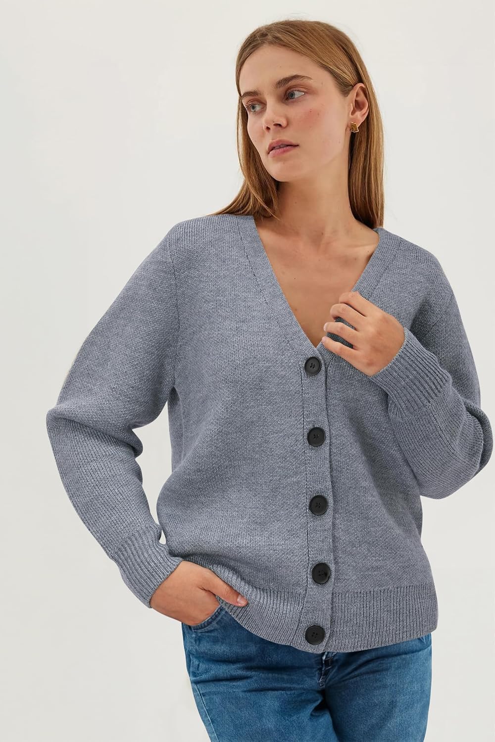 Newshows Womens Fall Fashion 2024 Wool Blended Cardigan Sweater Button Down Long Sleeve Knit Outerwear Coats - Image 4