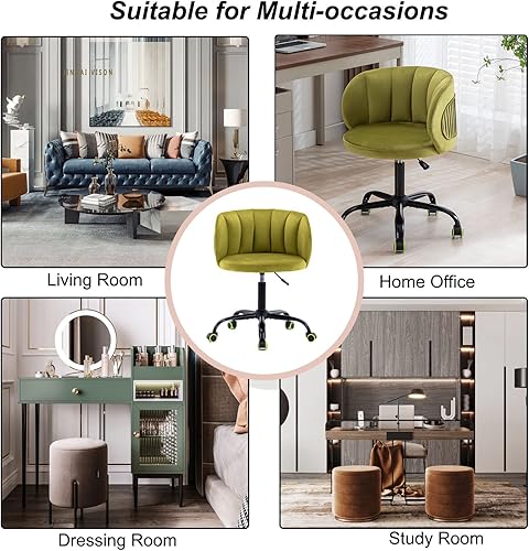 Miniatura 7 de Yoluckea Silla moderna de terciopelo para oficina en casa silla de oficina giratoria ajustable para sala de estar cómoda silla de escritorio para