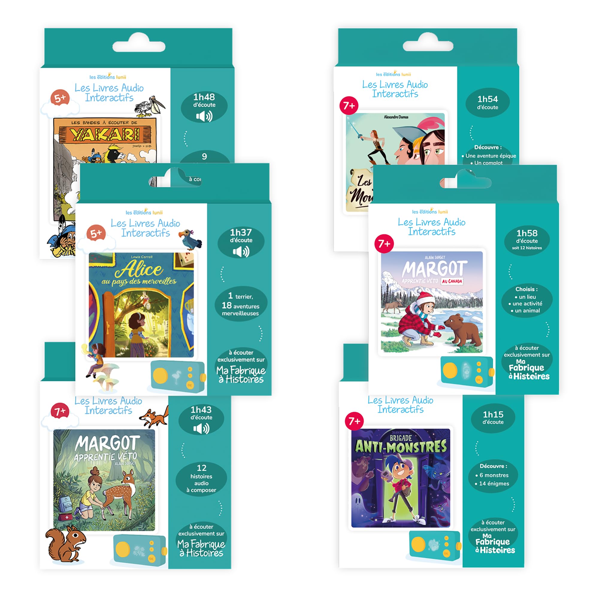 Lunii – Pacchetto 6 Libri Audio Interattivi per Bambini dai 5 ai 7 Anni – Ascolta sul narratrice Interactive My Fabrique a Storie – 8:05 di ascolto - Storie Box