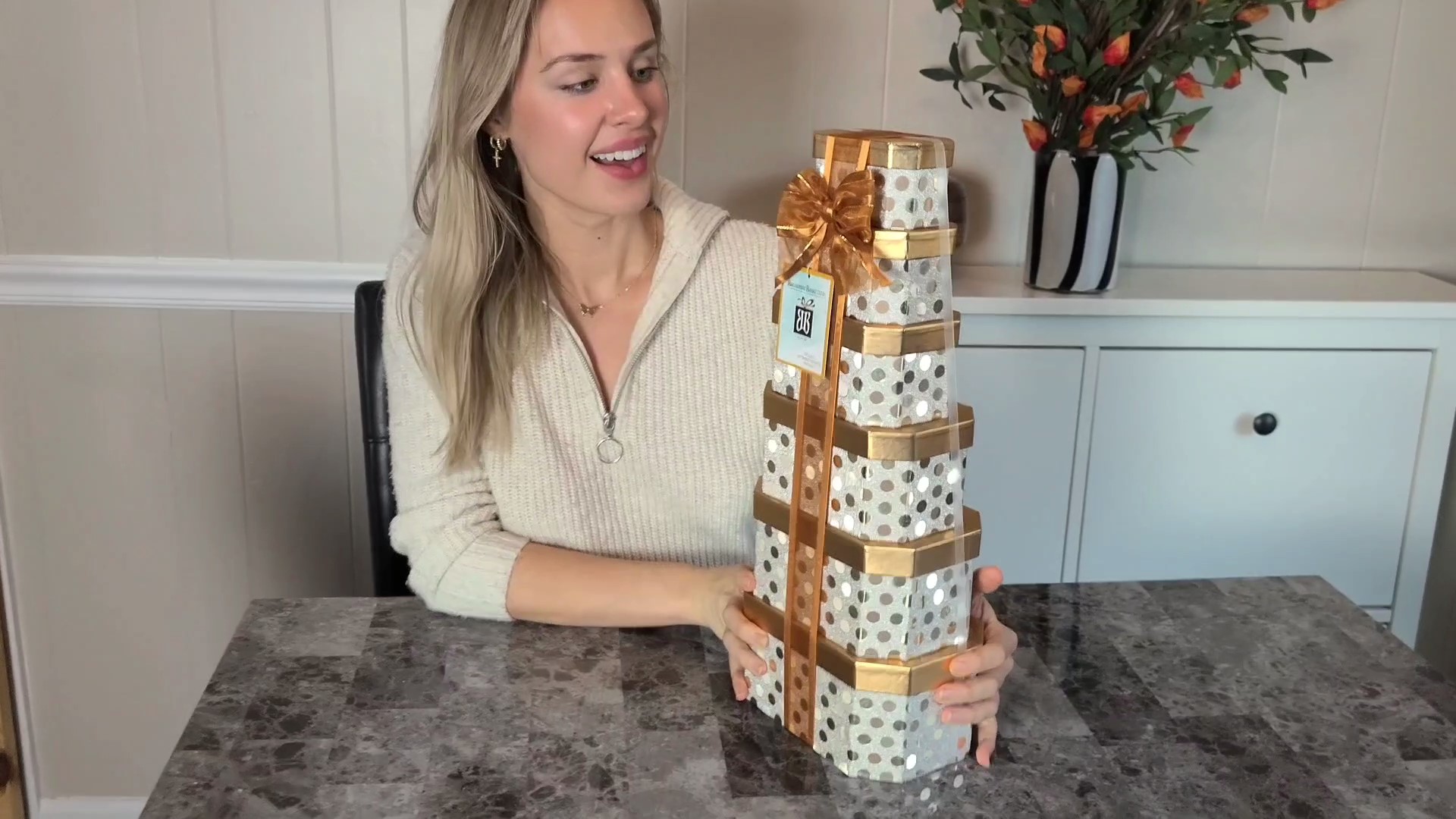 Watch gift basket with chocolate and snacks on Amazon Live