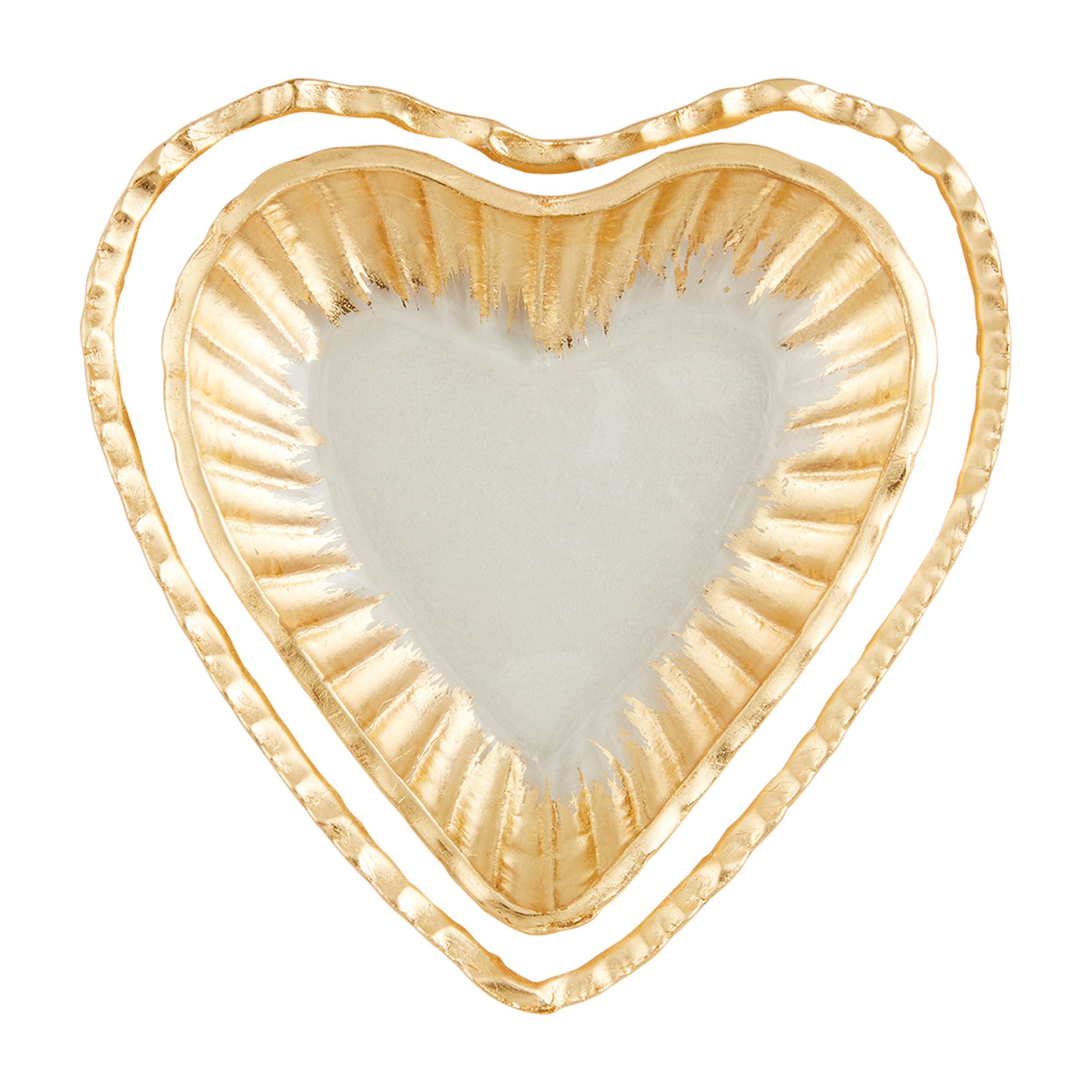 Mud Pie Glass Heart Tidbit Trays; small 5 1/2' x 5 1/2" | large 6 1/2" x 6 1/2"