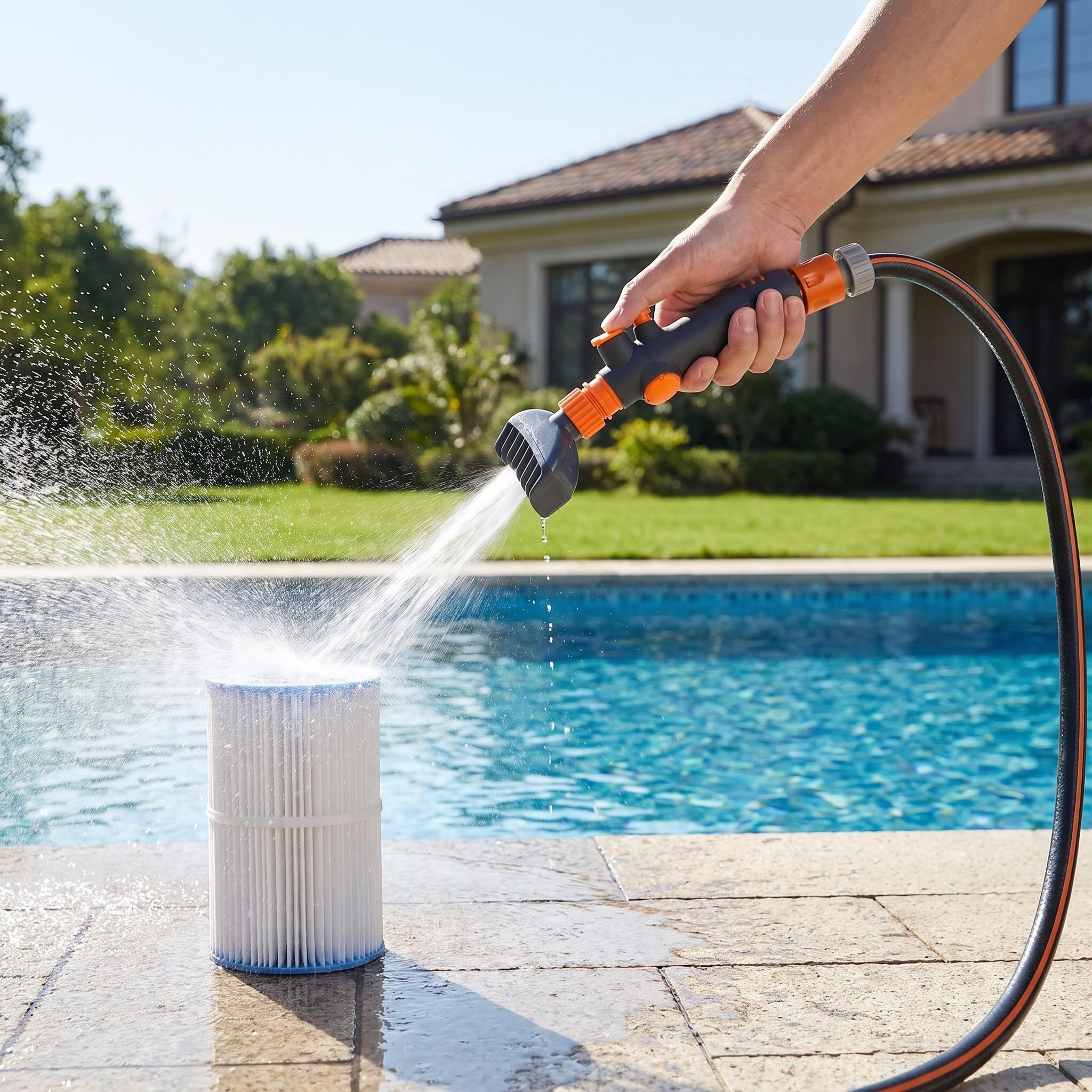 UKCOCO Herramienta de Limpieza de filtros de Piscina con chorros de Agua y