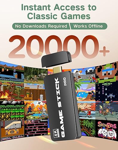 Miniatura 3 de Palo de juego retro Plug-and-Play para TV con HDMI 4K, más de 20,000 juegos clásicos y controladores inalámbricos duales (64 GB, negro)