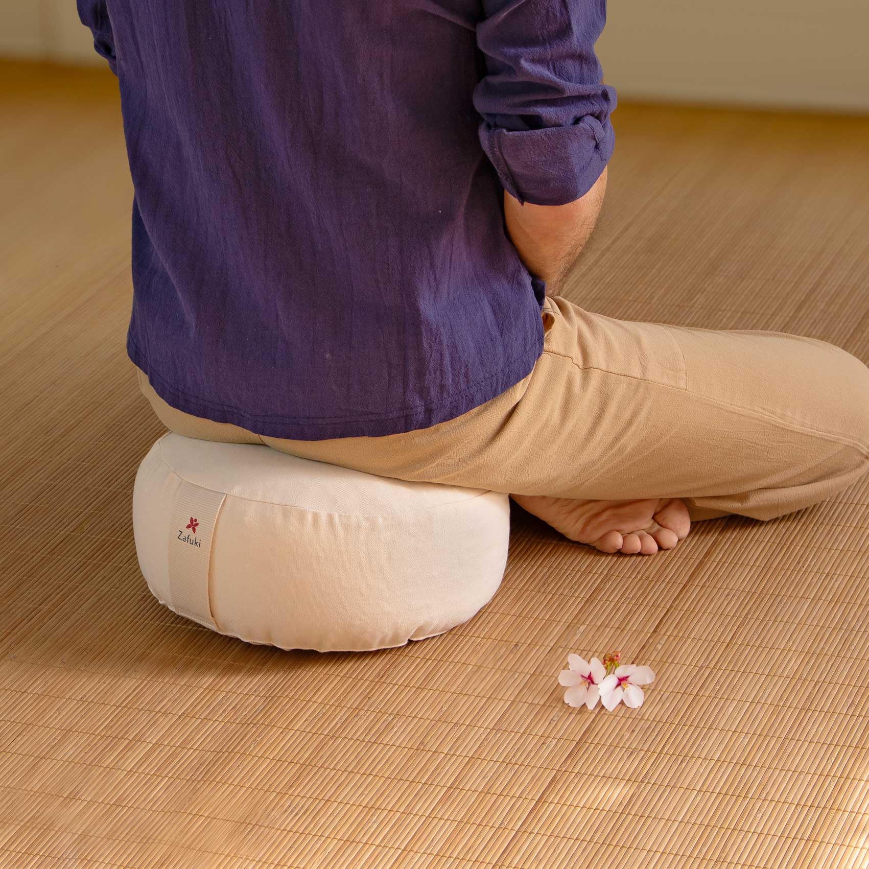 Zafu Redondo DESENFUNDABLE Cilindro - Cojín Meditación y Yoga Mindfulness - Relleno cáscara espelta