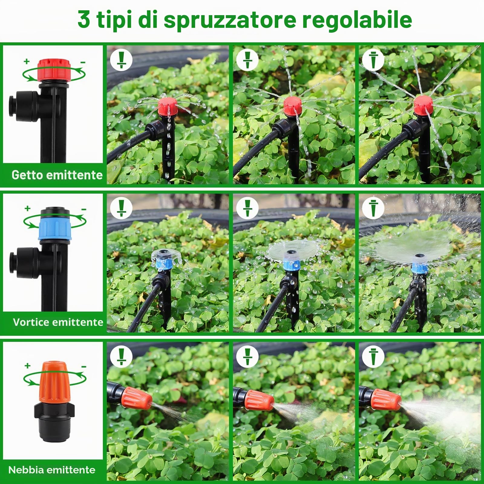 Kalolary Drip Irrigation Kit, Sistema di Irrigazione Rapido - Sistema Automatico con Connettori Push-to-Fit, Tubi da Irrigazione per Prato, Giardino, Serra e Fiori (Tubo da 1/2'' 1/4'')