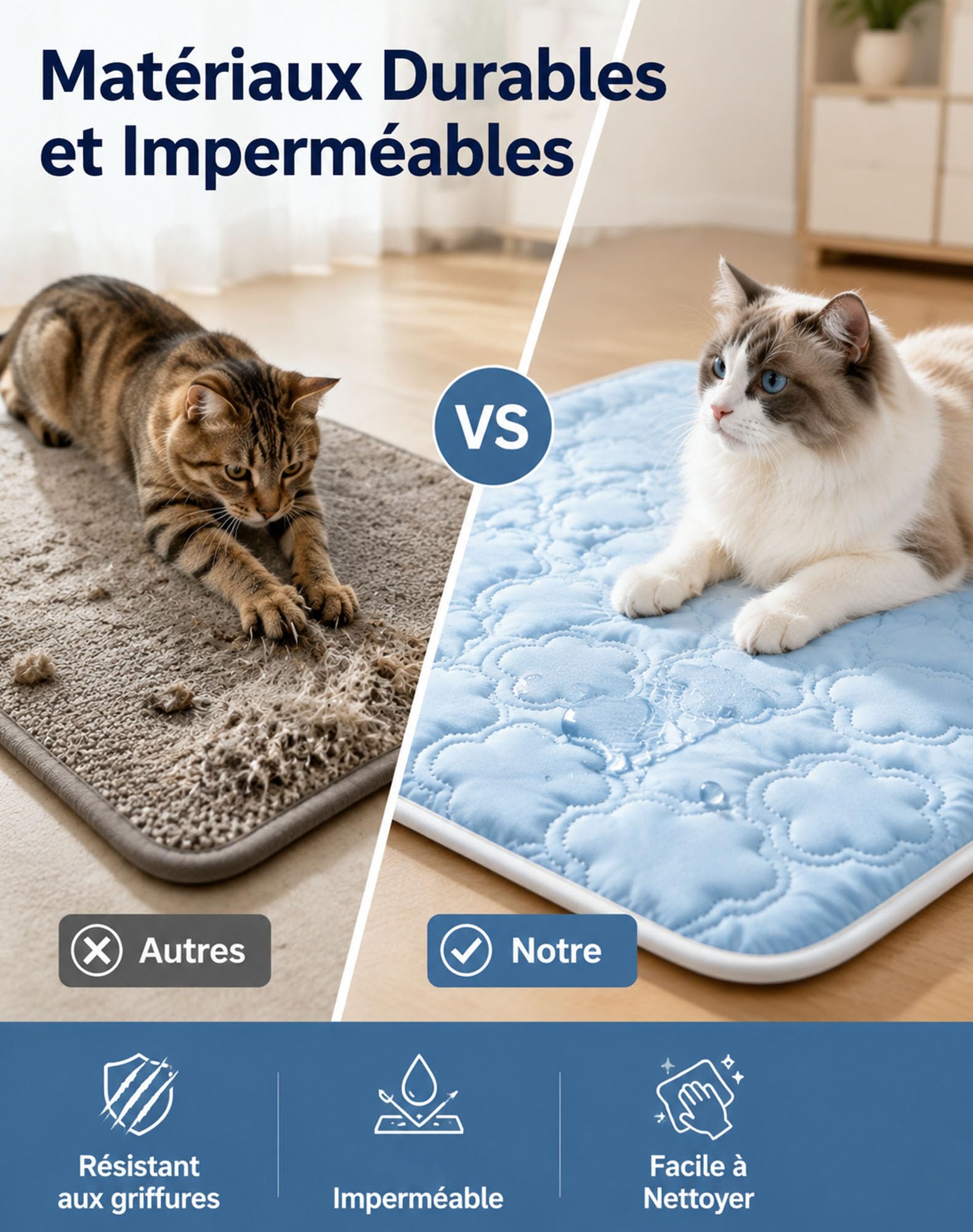 Tapis Rafraichissant Platypaws, 5x Refroidissement Multipl (Bleu,XXL)