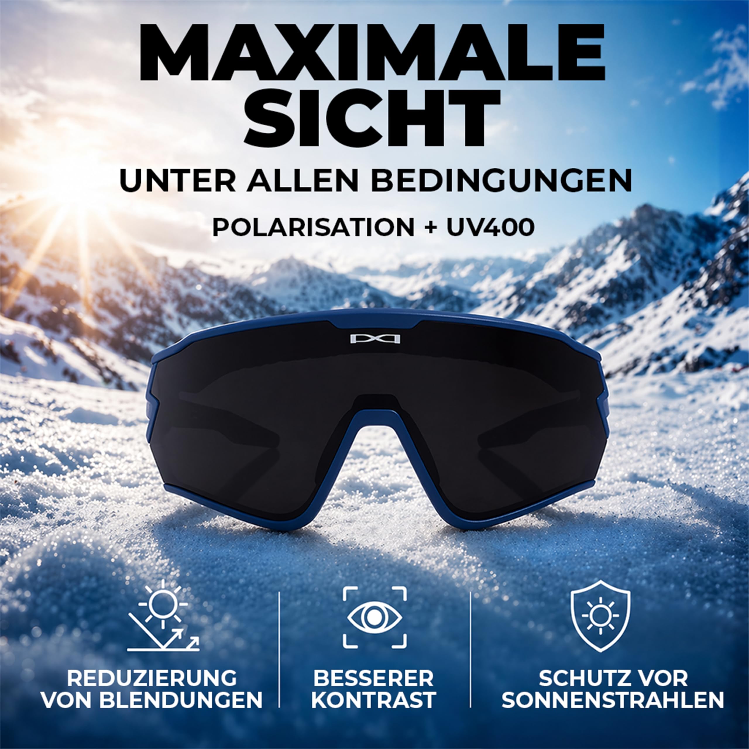 POSH Sport Sonnenbrille aus TR 90 - Polarisierte Fahrradbrille mit UV400-Filter - mit Herausnehmbarem Anti-Schweiß-Schwamm und Gummieinsätzen an Nase und Schläfen - für Herren und Damen