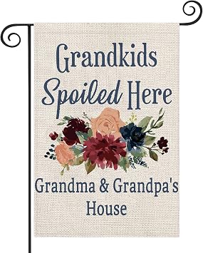 ZJXHPO Grandparents Garden Flag Grandkids Spoiled Here Grandma & Grandpas House Outdoor Flag Banners Garden Yard Grandma & Grandpas House