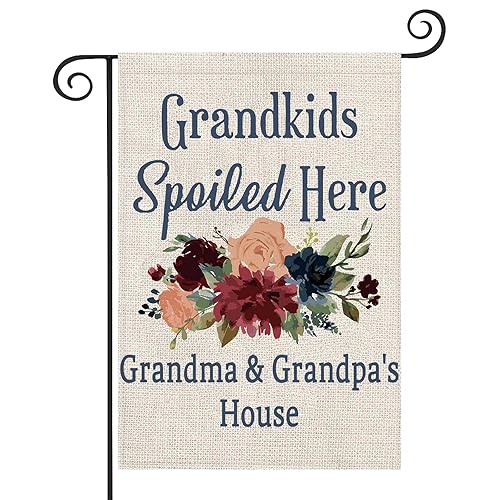 ZJXHPO Grandparents Garden Flag Grandkids Spoiled Here Grandma & Grandpa's
