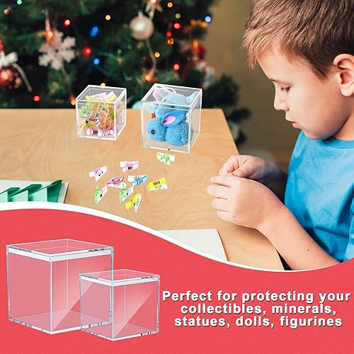 Miniatura 7 de 48 cajas de plástico acrílico transparente para exhibición, caja pequeña de acrílico con tapa, cubo cuadrado de plástico transparente, caja