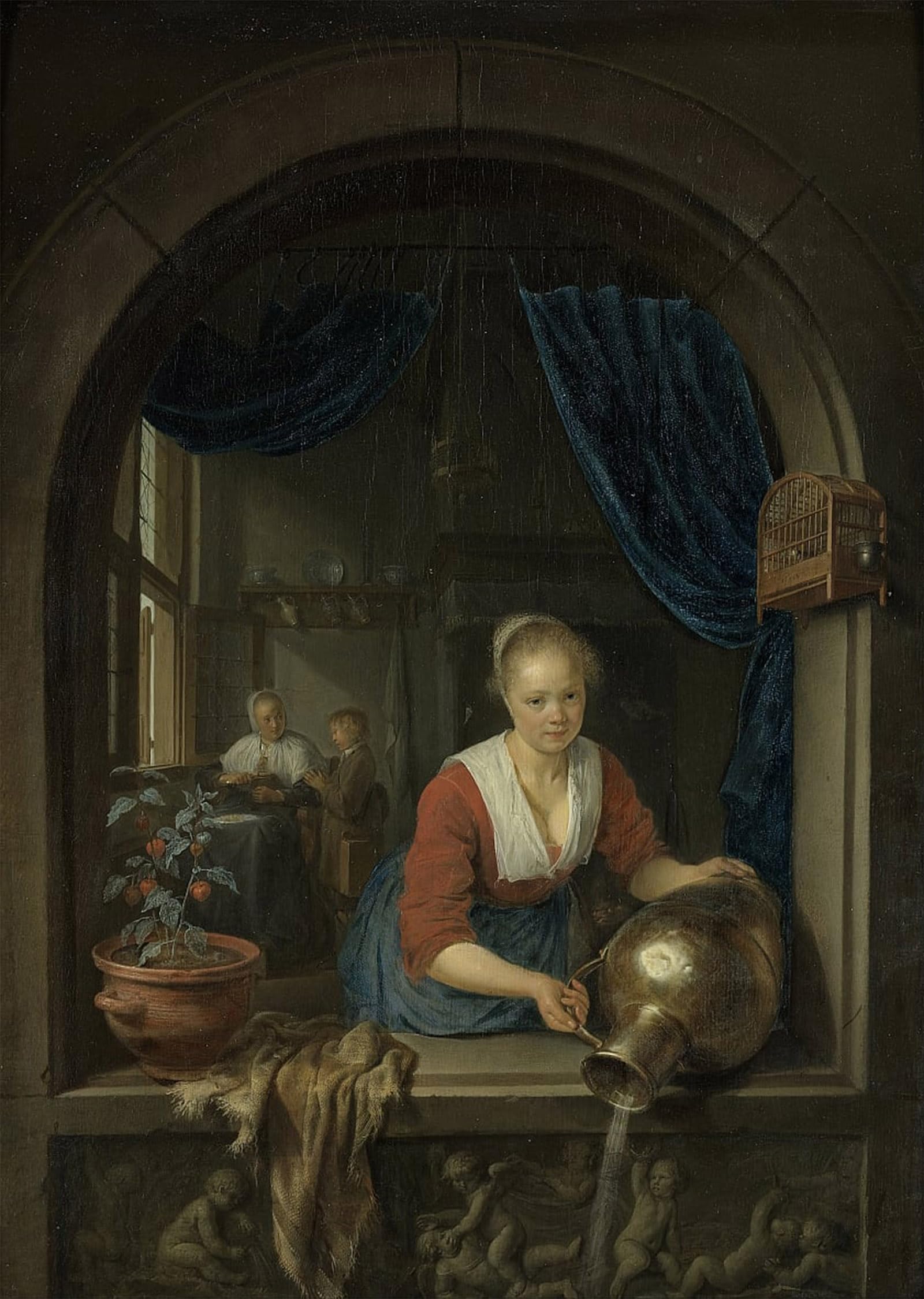 POSTERIIk Famous Print Pop Art Wall Art Graffiti Maid At the Window by Gerrit Dou Art Prints for Home Decor 60x90cm