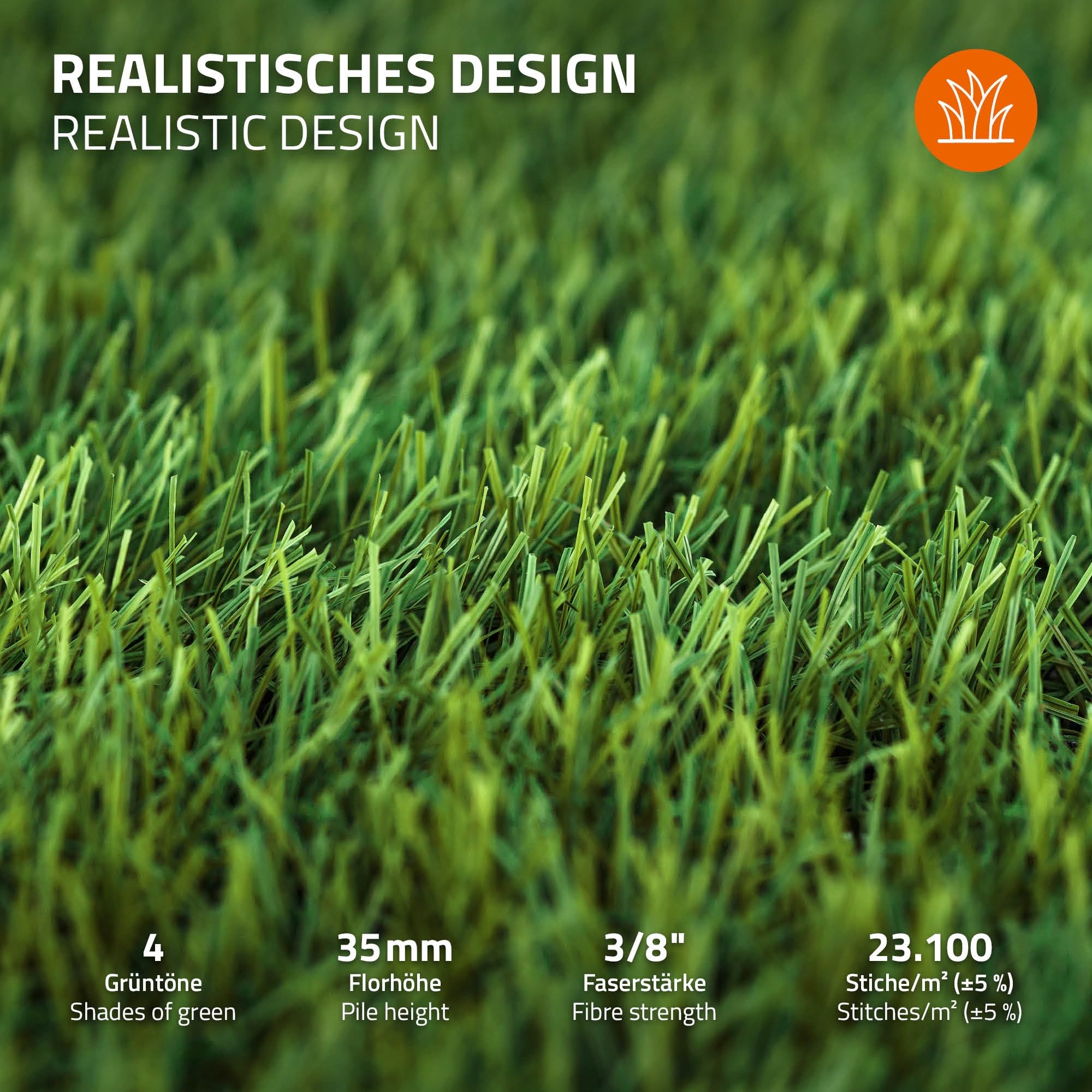 ECD Germany Rotolo Erba Sintetica 100x900 cm 9m² Verde, Tappeto Erba Artificiale Outdoor Resistente alle Intemperie, Altezza 35 mm, Drenante e Anti UV, Prato Finto per Balcone Terrazza e Giardino