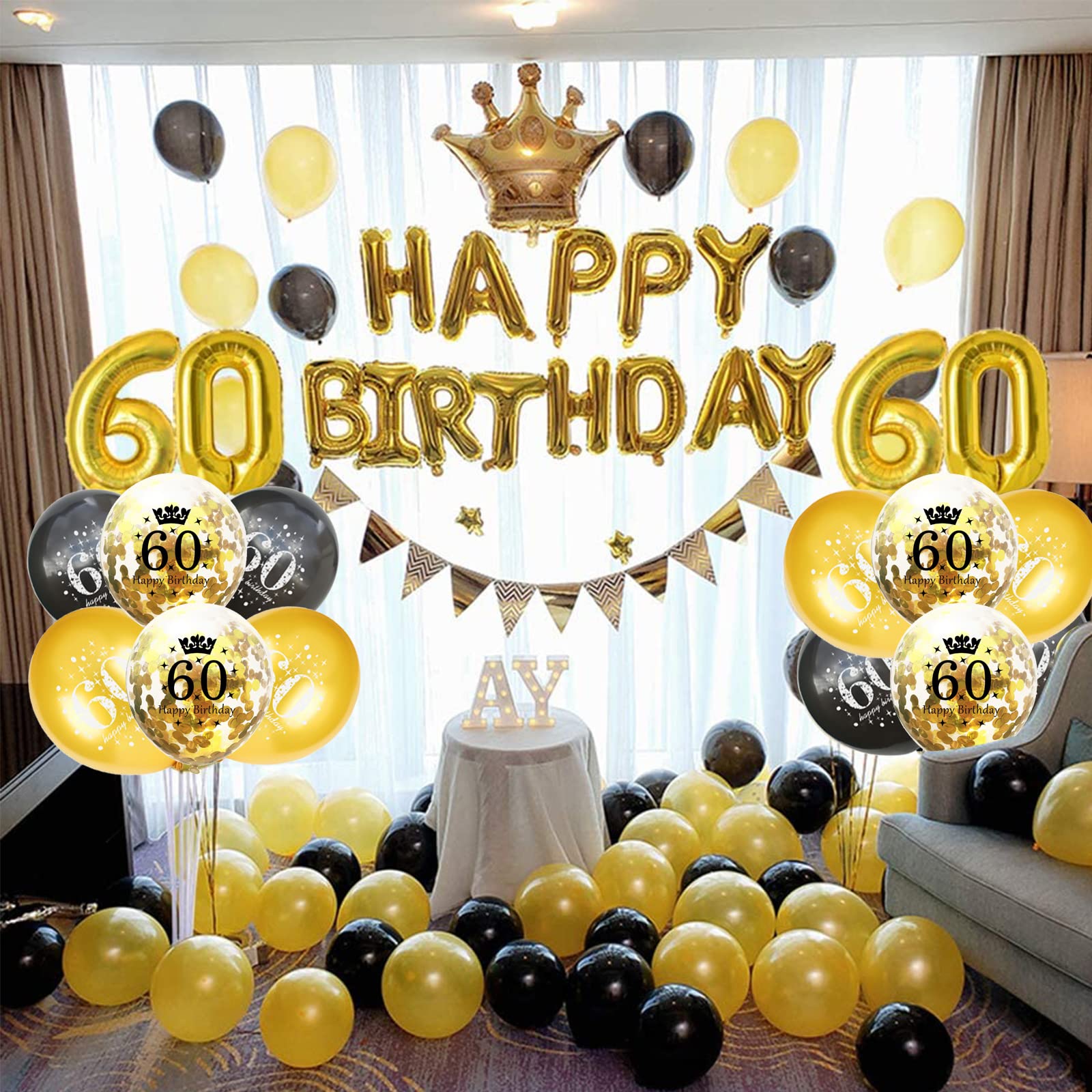 Ballon 60ste verjaardag decoratie man vrouwen zwart zilver