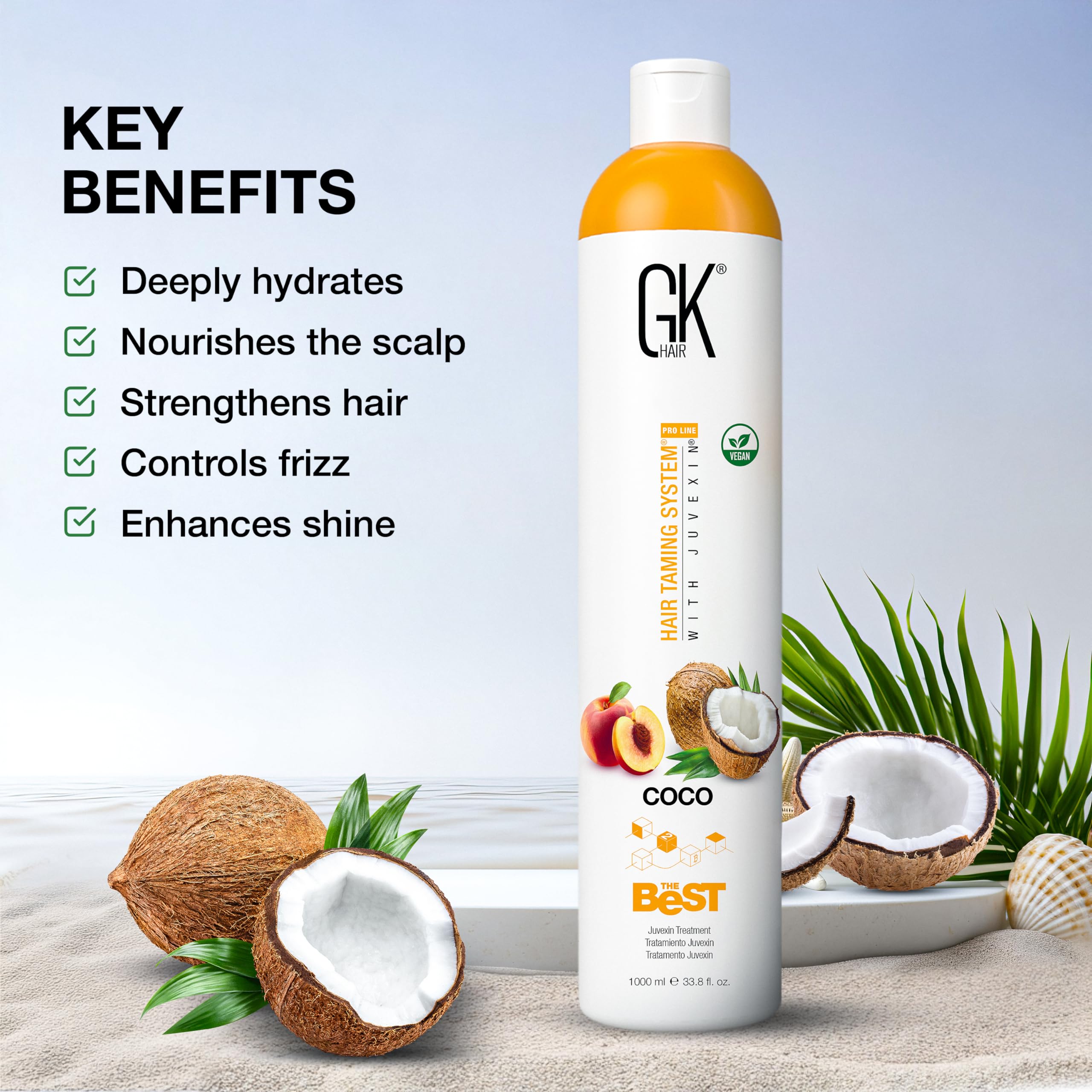 GK HAIR Il Miglior Trattamento Lisciante alla Cheratina COCO – 1000 ml | Capelli Lisci, Setosi e Luminosi | Effetto Liscio Duraturo Anticrespo
