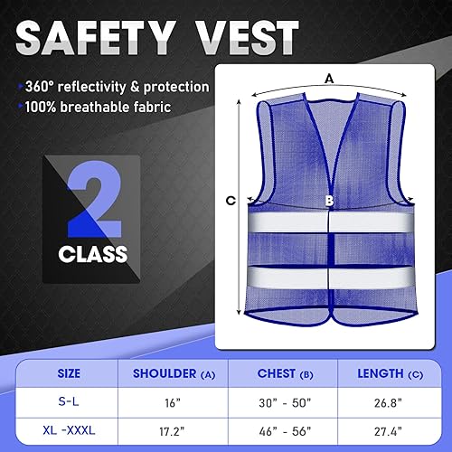 Miniatura 8 de Unittype Paquete de 30 chalecos de alta visibilidad, reflectantes, de seguridad, chaleco de malla Hi Vis, tamaño ajustable para hombres y mujeres,