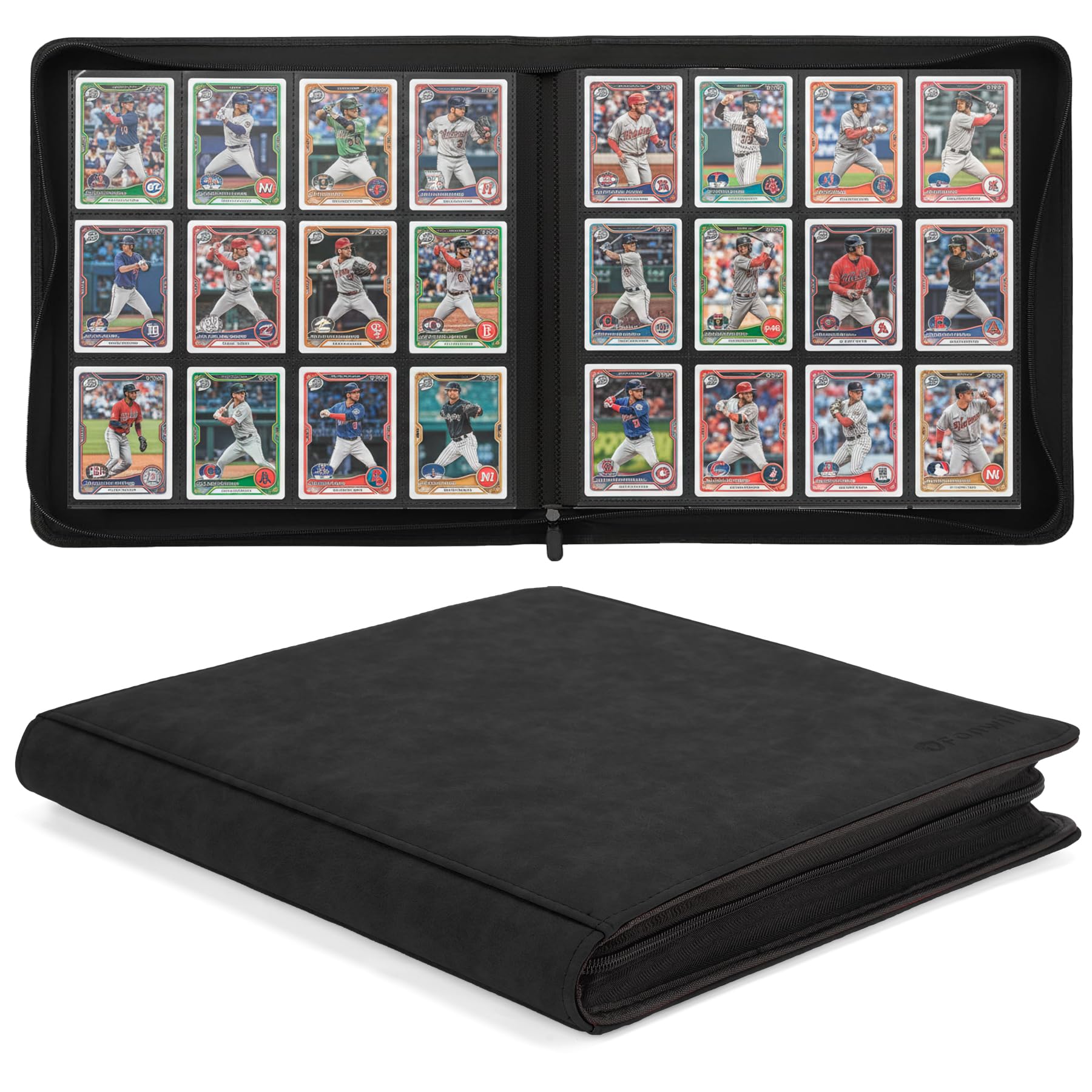 Segregator na karty kolekcjonerskie, 12 kieszeni, bez pierścienia, do kart kolekcjonerskich, do TCG, MTG, kart sportowych (czarny)