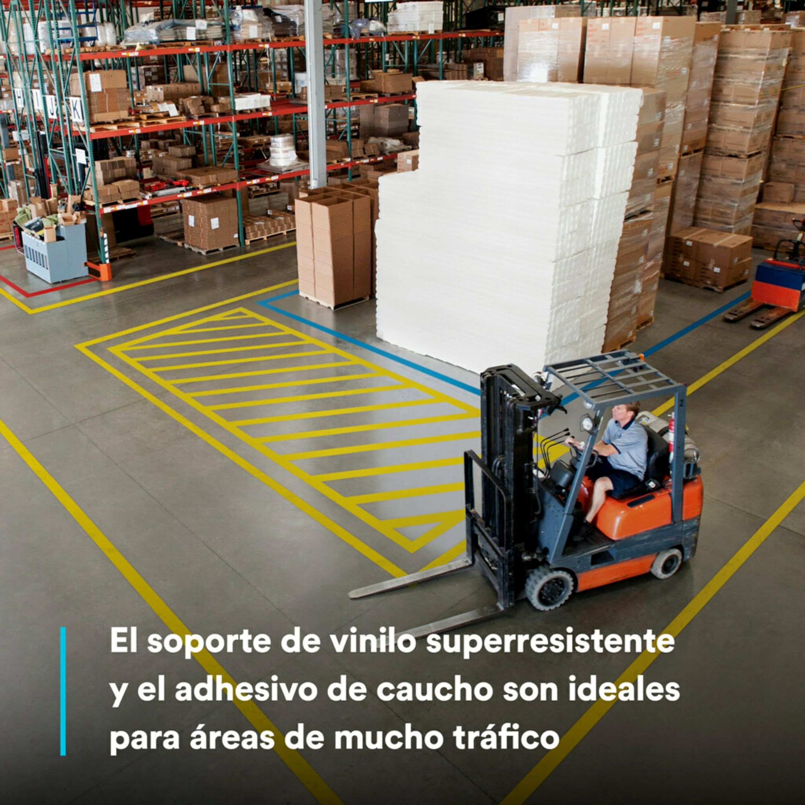 3M Cinta Duradera para Marcar Pisos 971, Amarillo, 50.8 mm x 33 m, 0.43 mm, envueltas individualmente y convenientemente empaquetadas