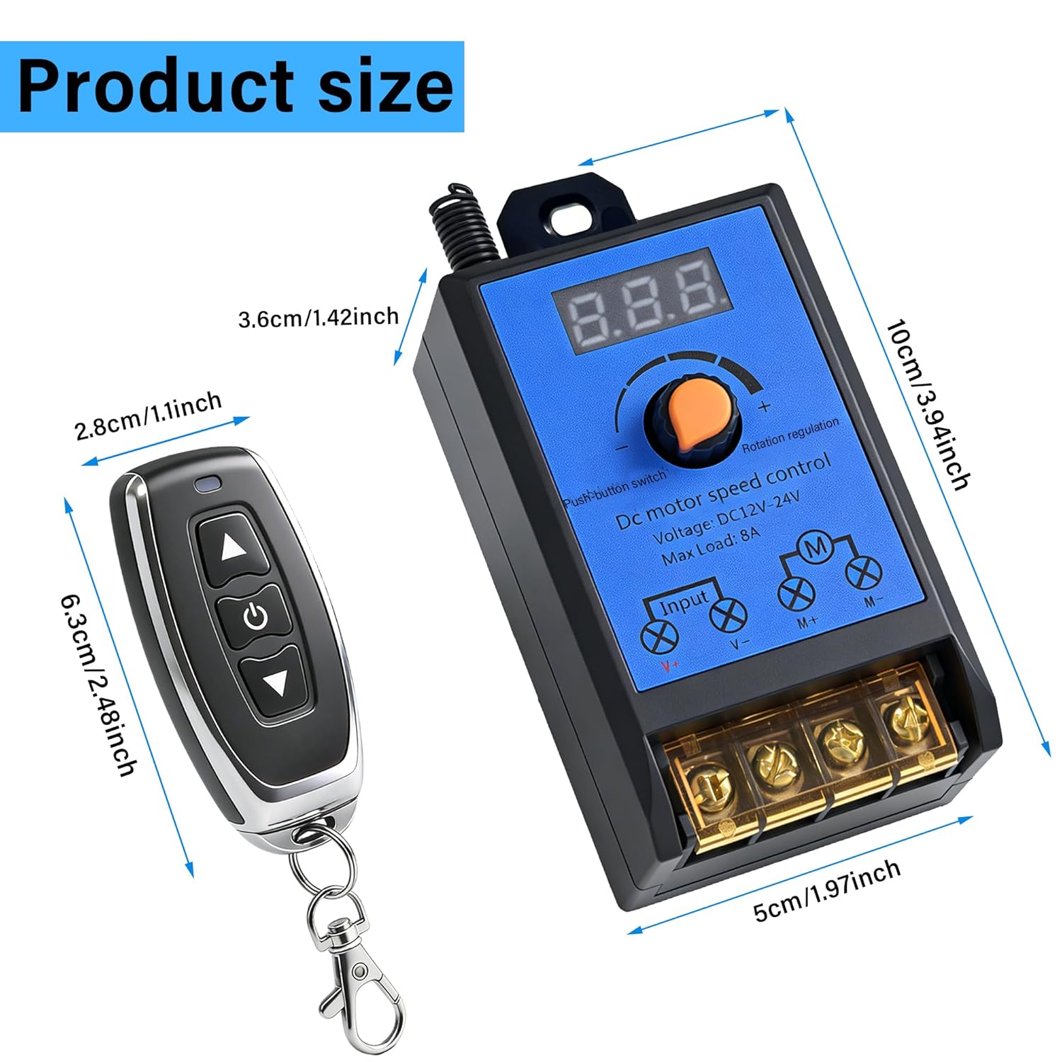 Wireless Remote Switch with 100 ft Long Range,M29 Motor Speed Controller Remote Control Switch,DC 12V/24V/8A,12V Remote Control Switch,Suitable for Various DC Motors,Lighting Fixtures,Fan Control,etc