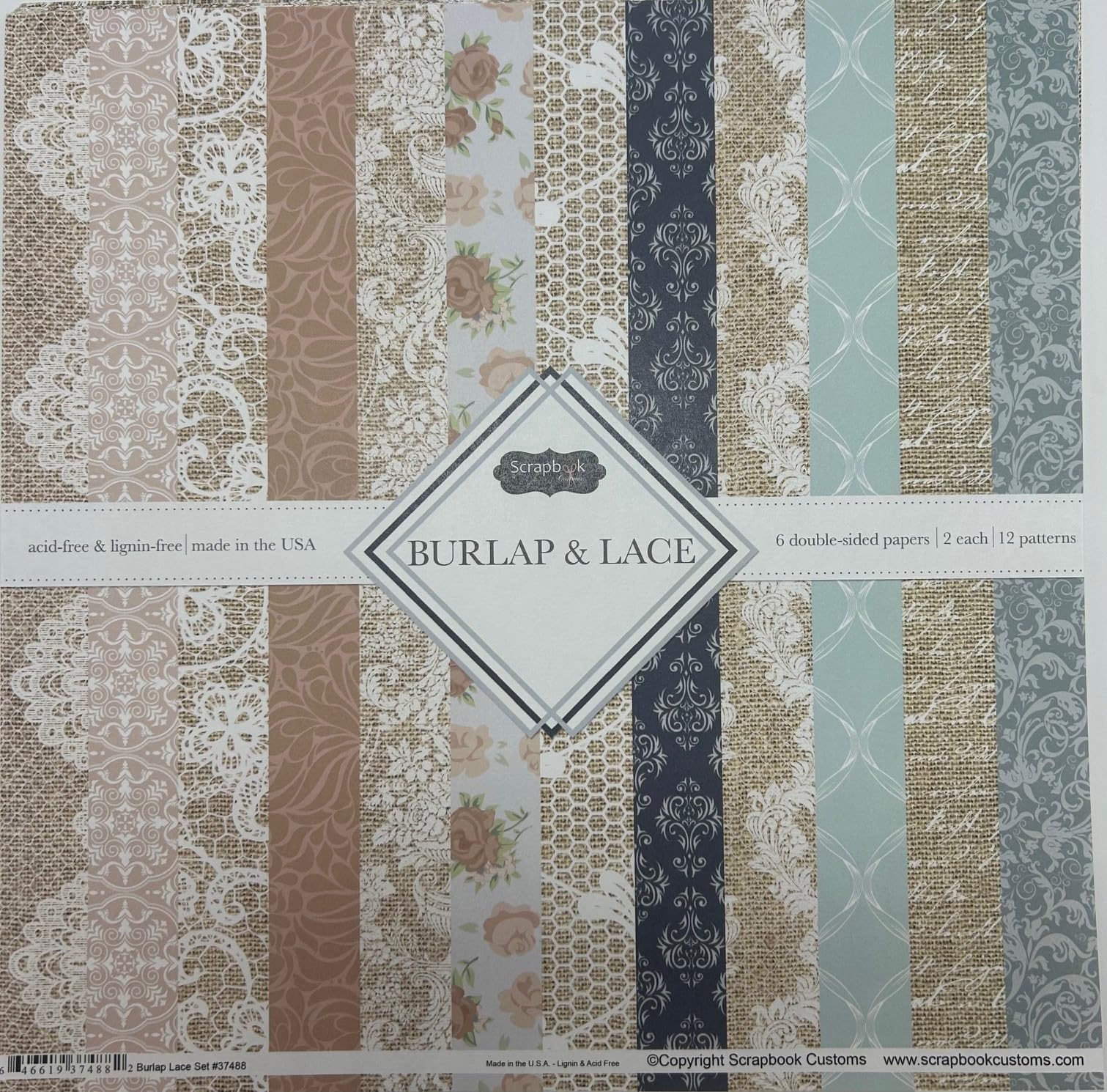 Scrapbook Customs Tematyczny zestaw do scrapbookingu papieru, konopa i koronka