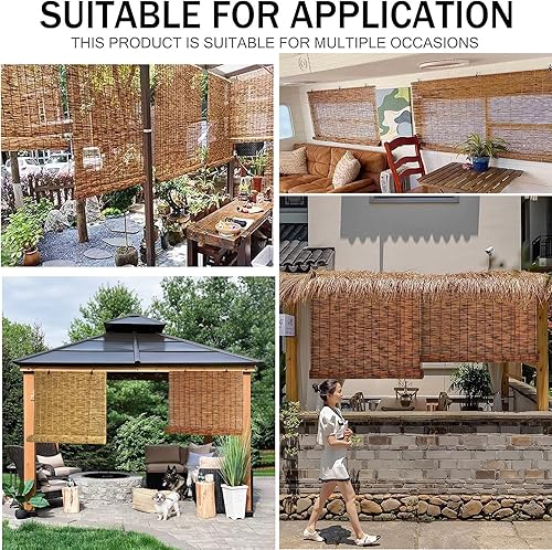 Miniatura 3 de Persianas enrollables de bambú, persianas de bambú al aire libre, cortinas de caña retro impermeables de bambú, cortina de bambú para privacidad en